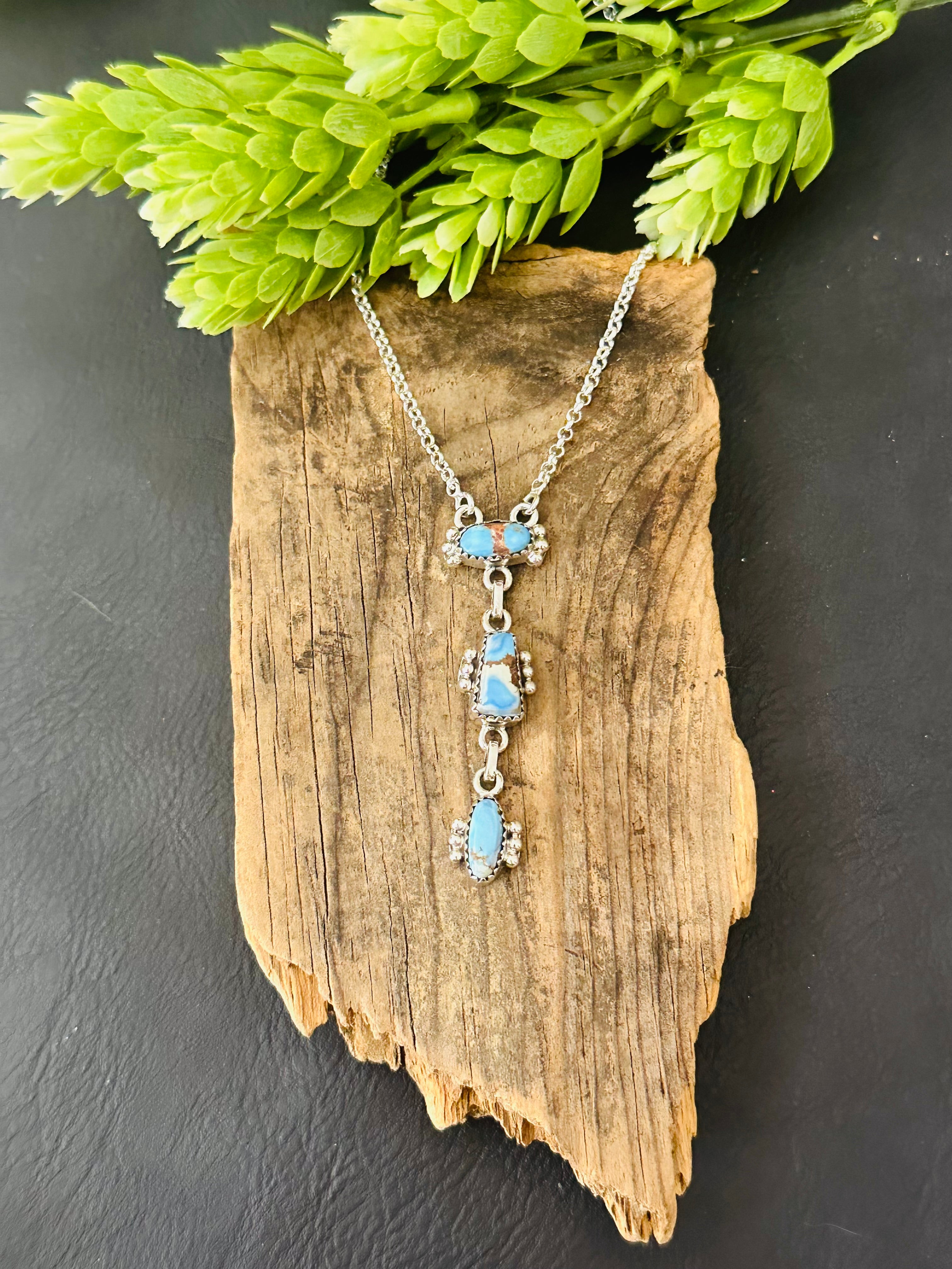 Southwest Handmade Golden Hills Turquoise & Sterling Silver Necklace