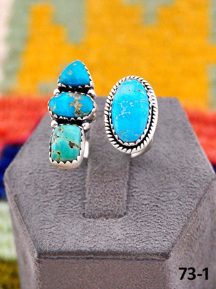 Southwest Handmade Santa Maria Turquoise& Sterling Silver Adjustable Ring