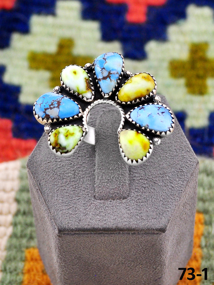 Southwest Handmade Palomino with Golden Hills & Sterling Silver Adjustable Ring