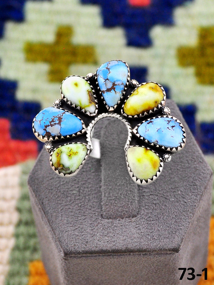 Southwest Handmade Palomino with Golden Hills & Sterling Silver Adjustable Ring