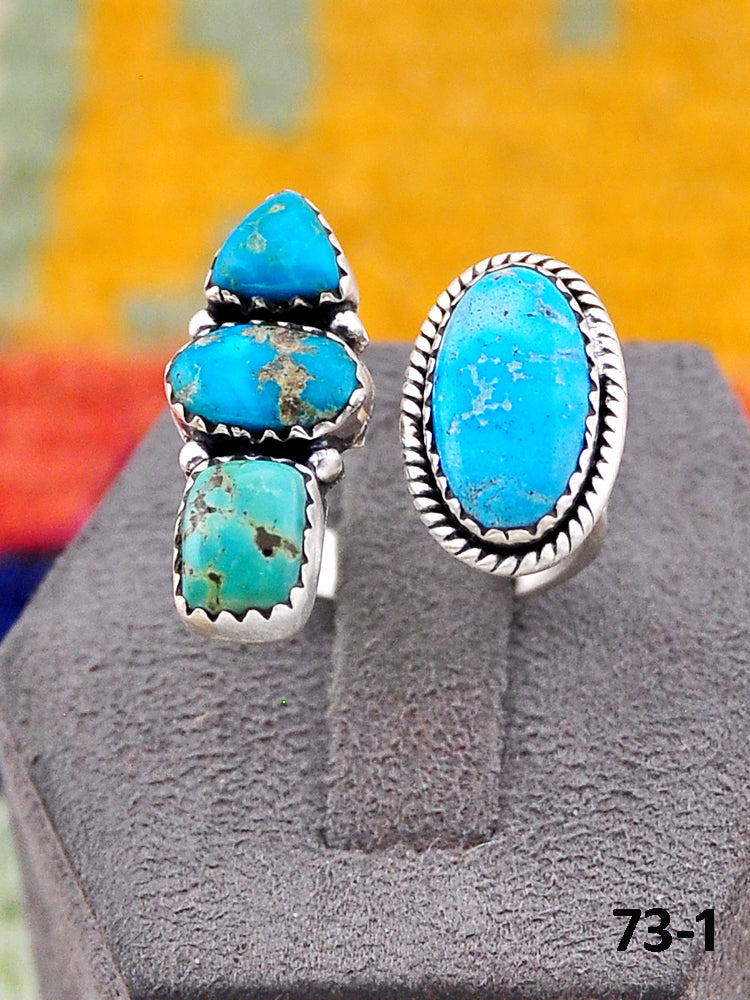 Southwest Handmade Santa Maria Turquoise& Sterling Silver Adjustable Ring