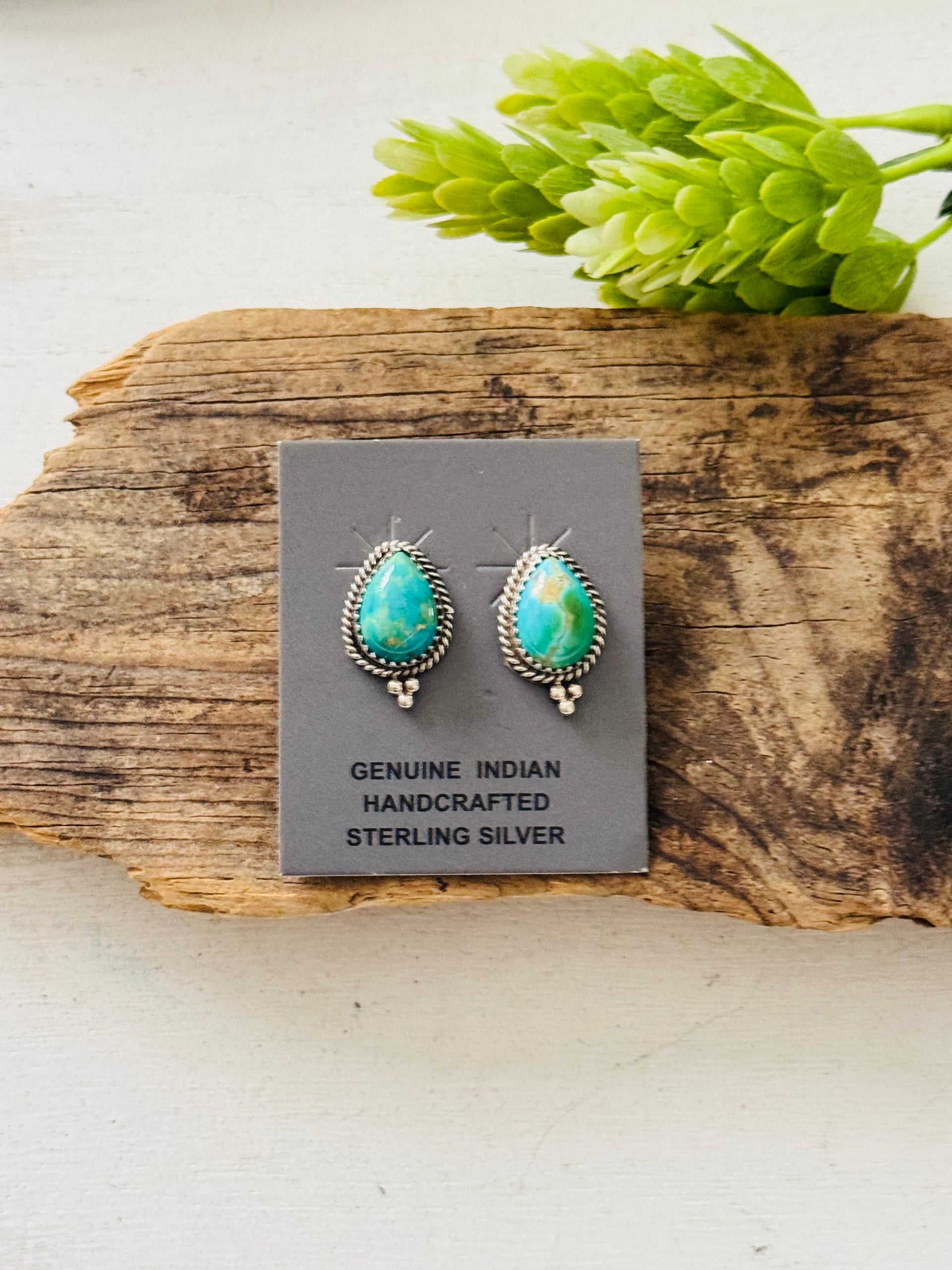 Trish Largo Kingman Turquoise & Sterling Silver Post Earrings