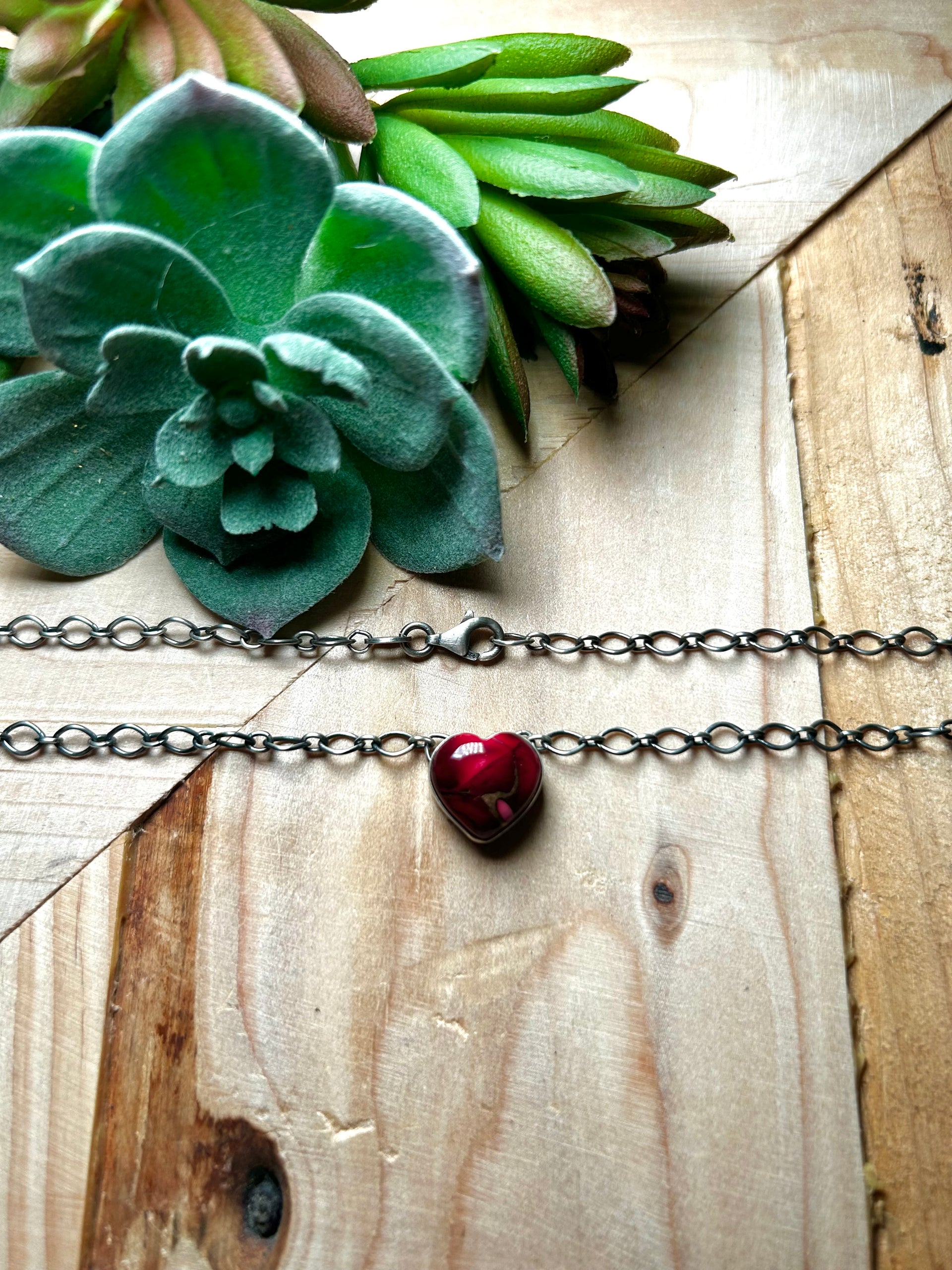 Navajo Made Rose Dahlia & Sterling Silver Necklace