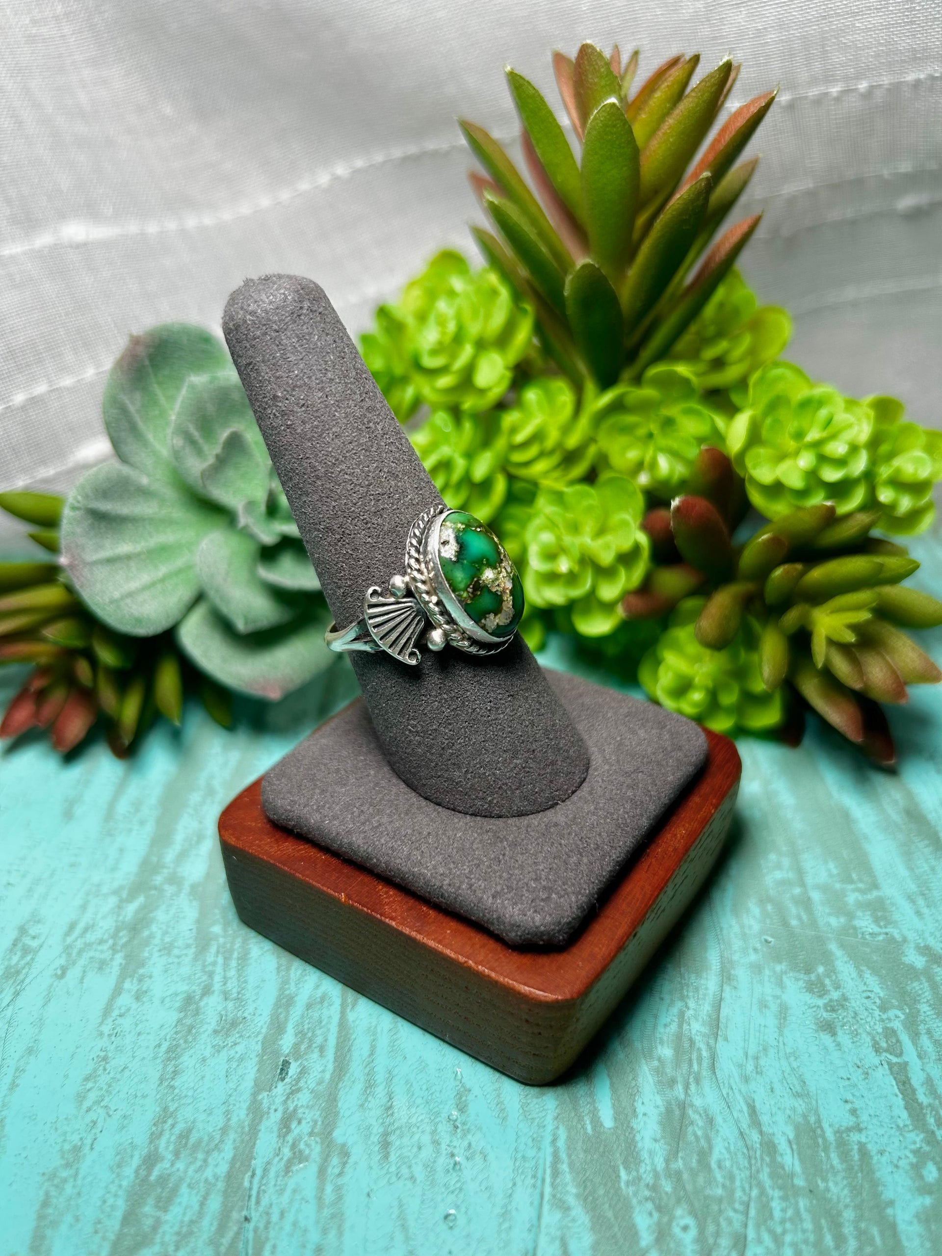 Annette Chiquito Sonoran Mountain Turquoise & Sterling Sliver Ring Size 9