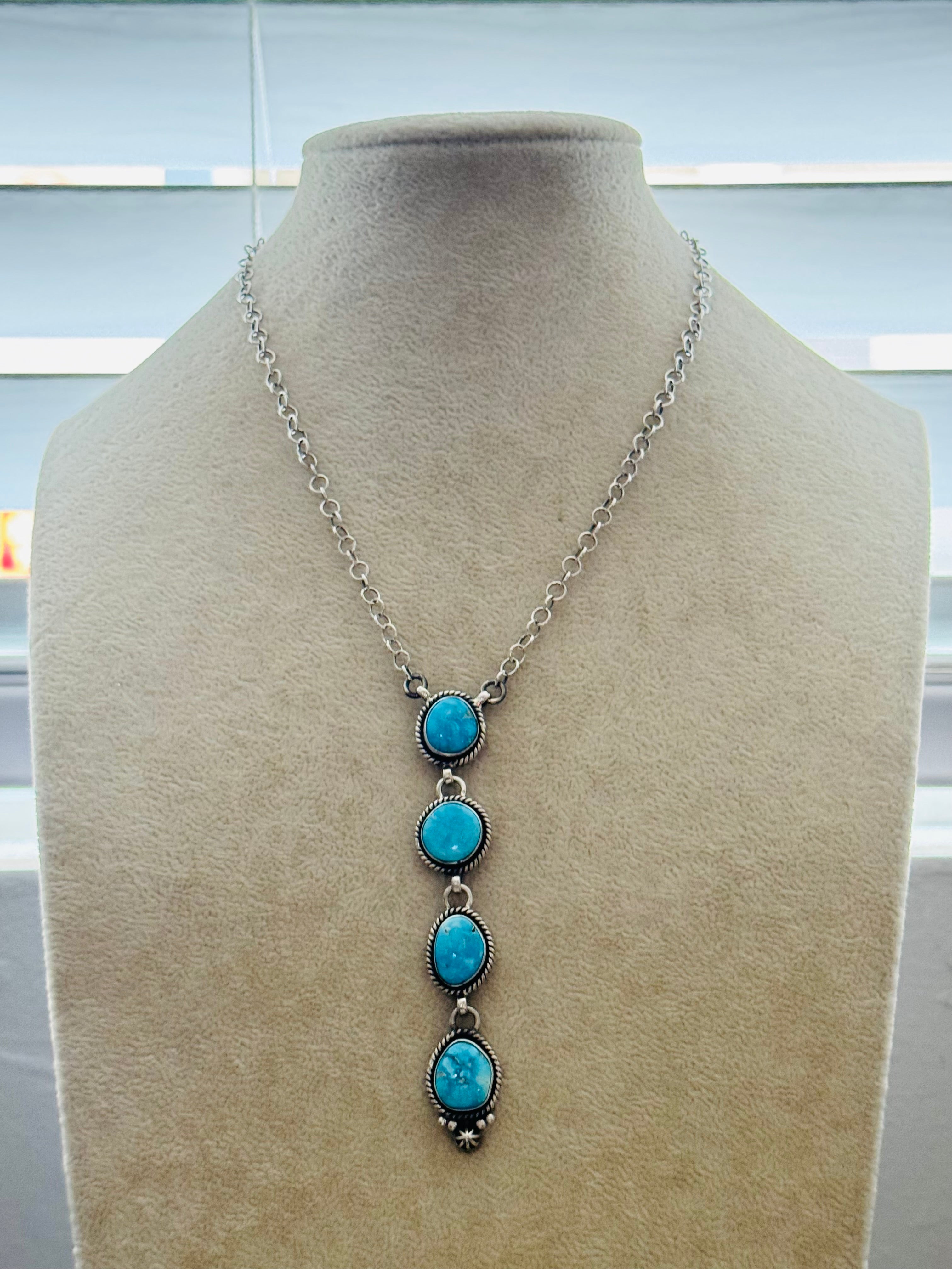 Southwest Handmade Valley Blue Turquoise & Sterling Silver Necklace