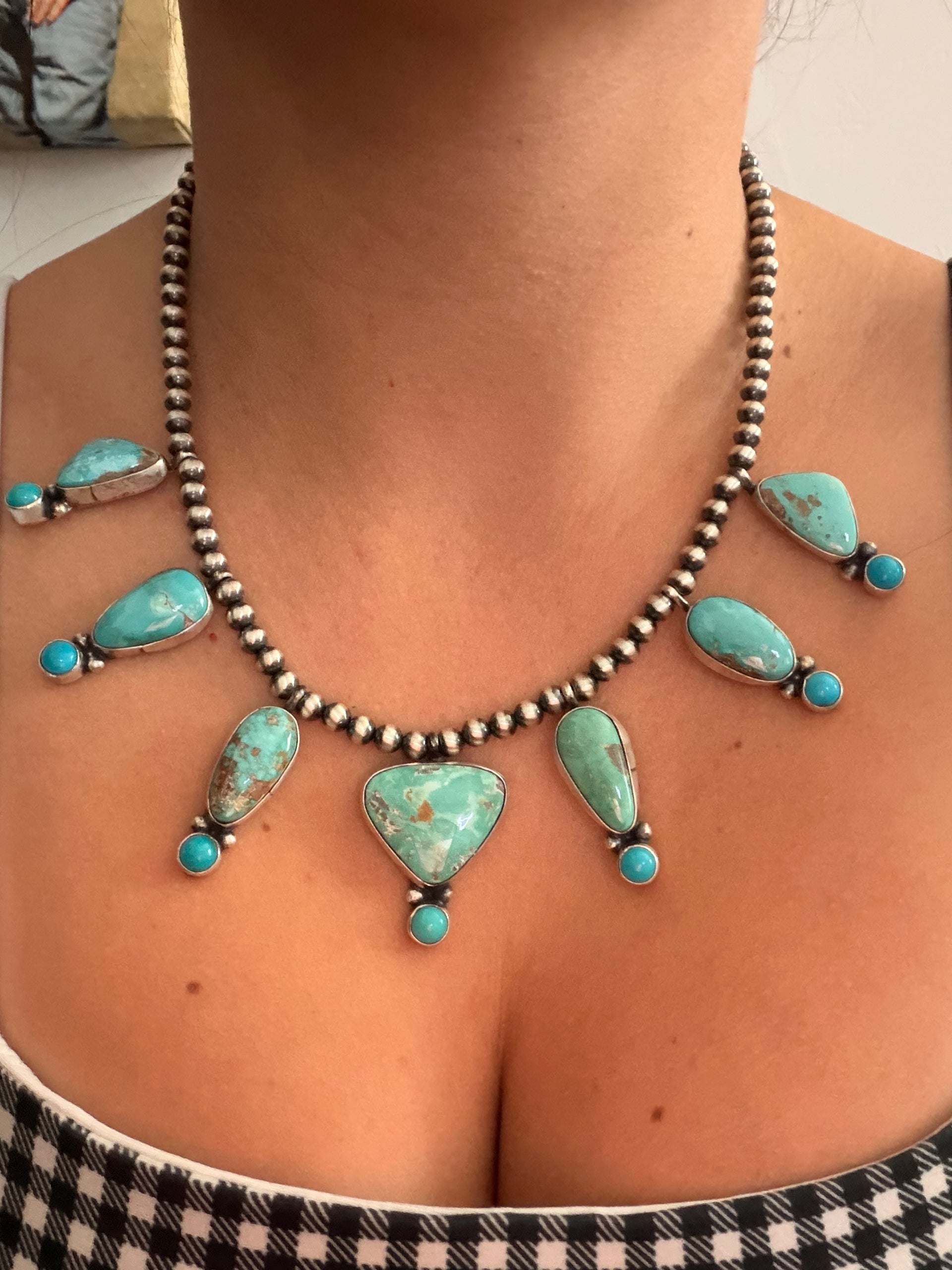 Sheila Becenti Royston Turquoise & Sterling Silver Necklace Set