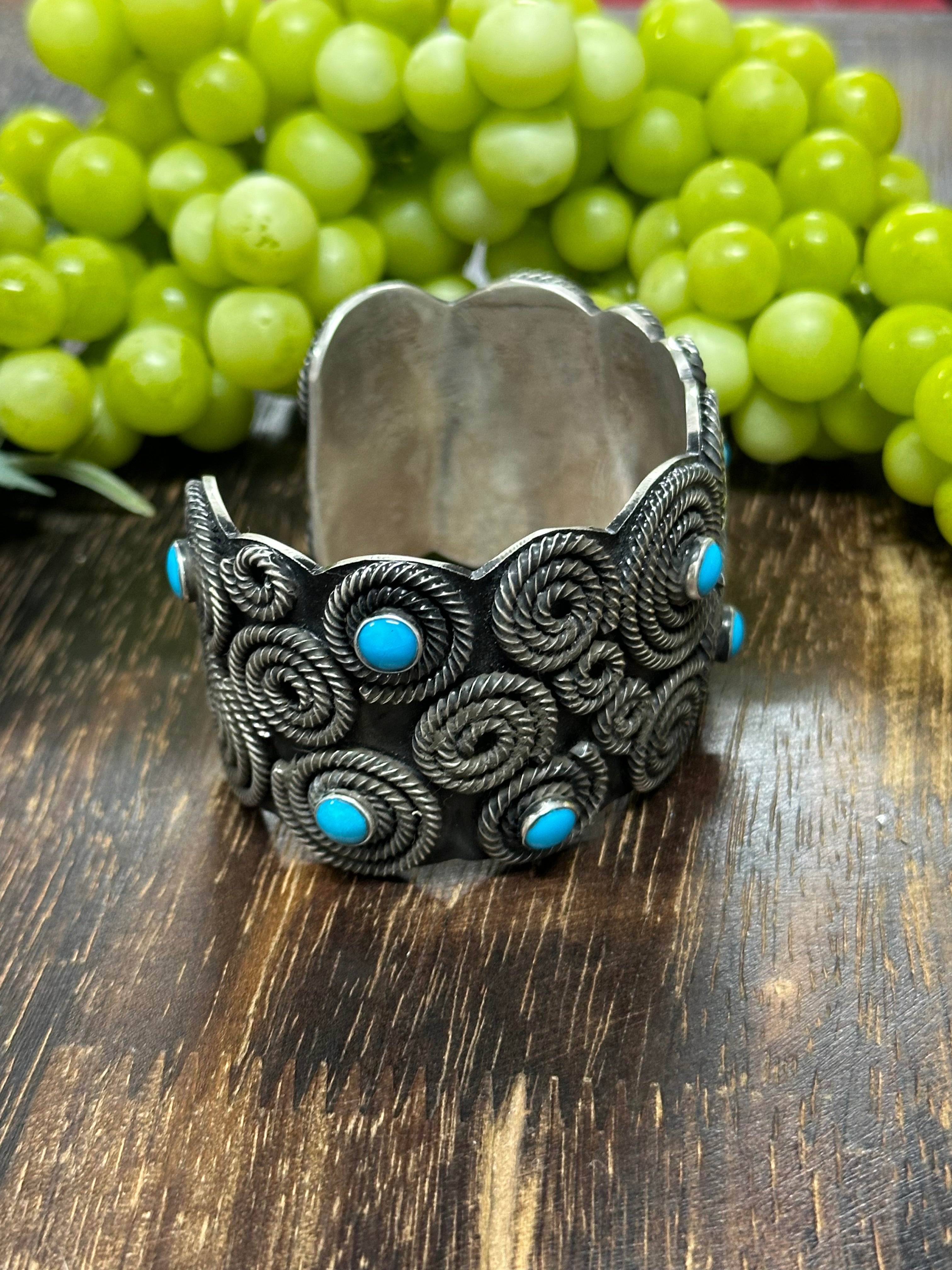 Leander Tahe Sleeping Beauty Turquoise & Sterling Silver Cuff Bracelet