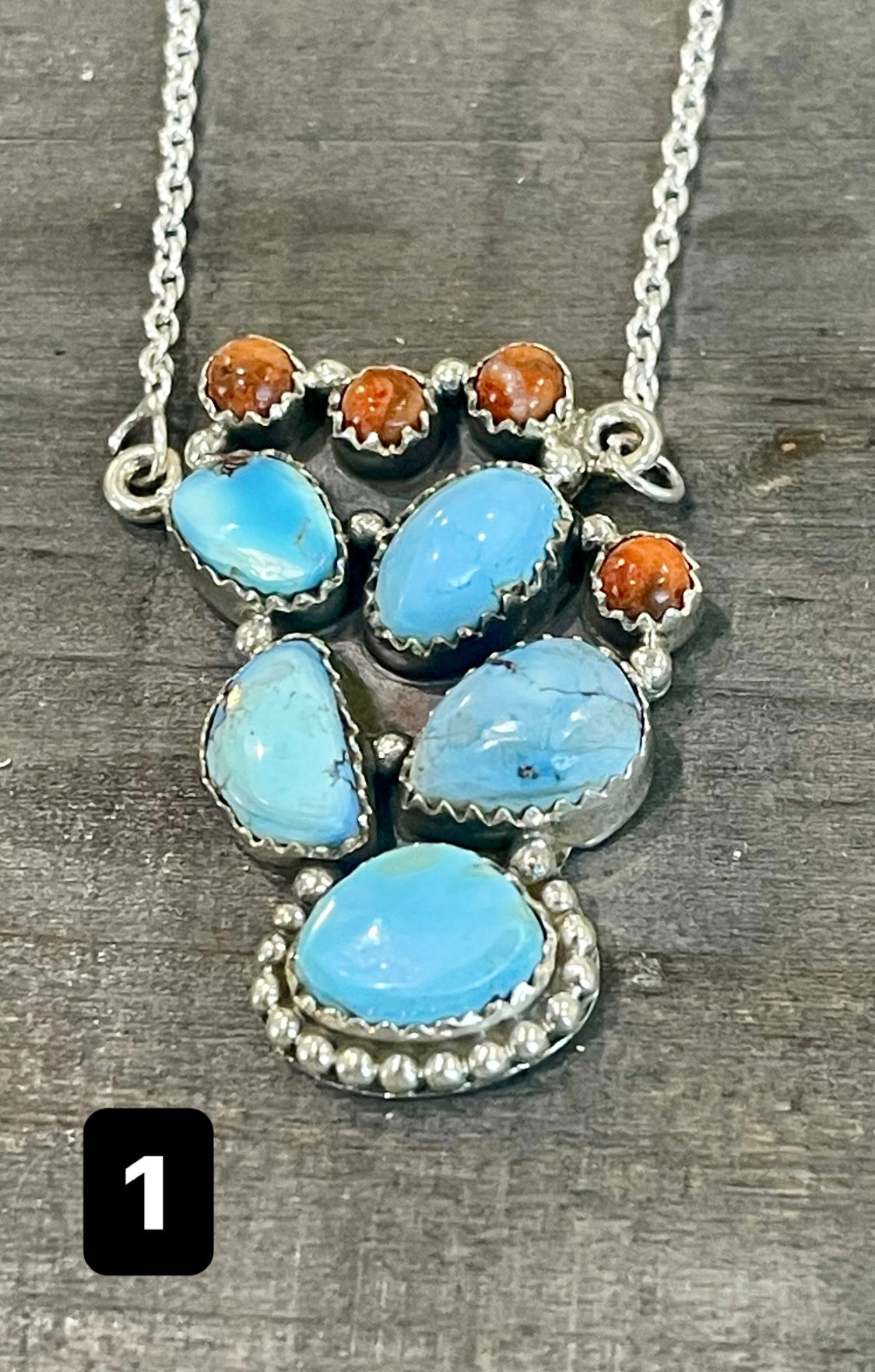 Southwest Handmade Golden Hills Turquoise & Sterling Silver Cluster Necklace