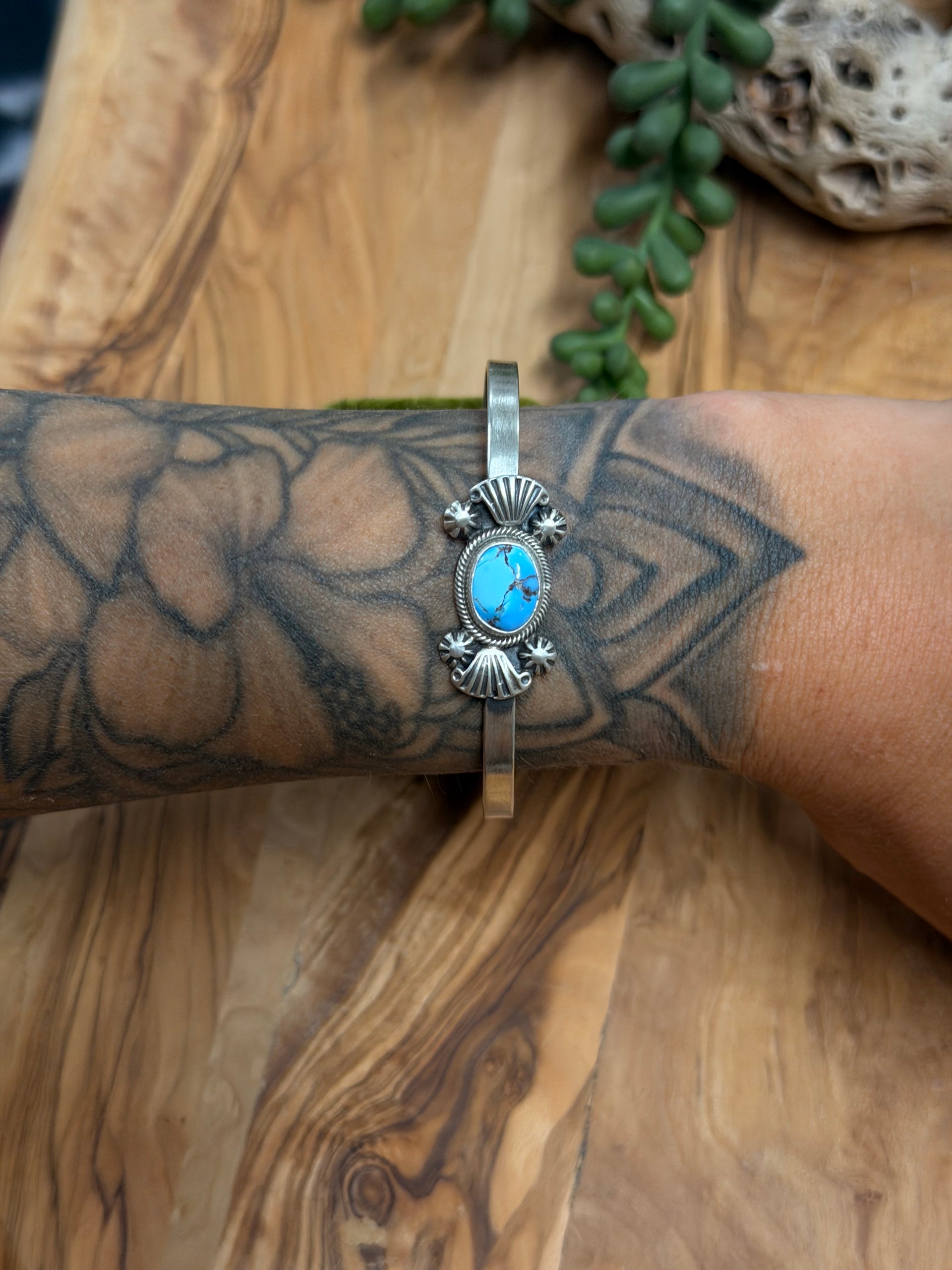 Genevieve Francisco Golden Hills Turquoise and Sterling Silver Cuff Bracelet