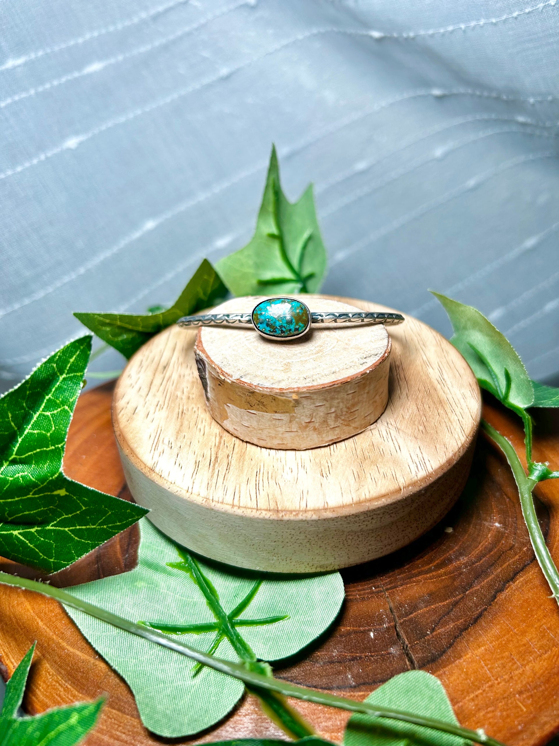 Navajo Made Sonoran Mountain Turquoise & Sterling Silver Cuff Bracelet