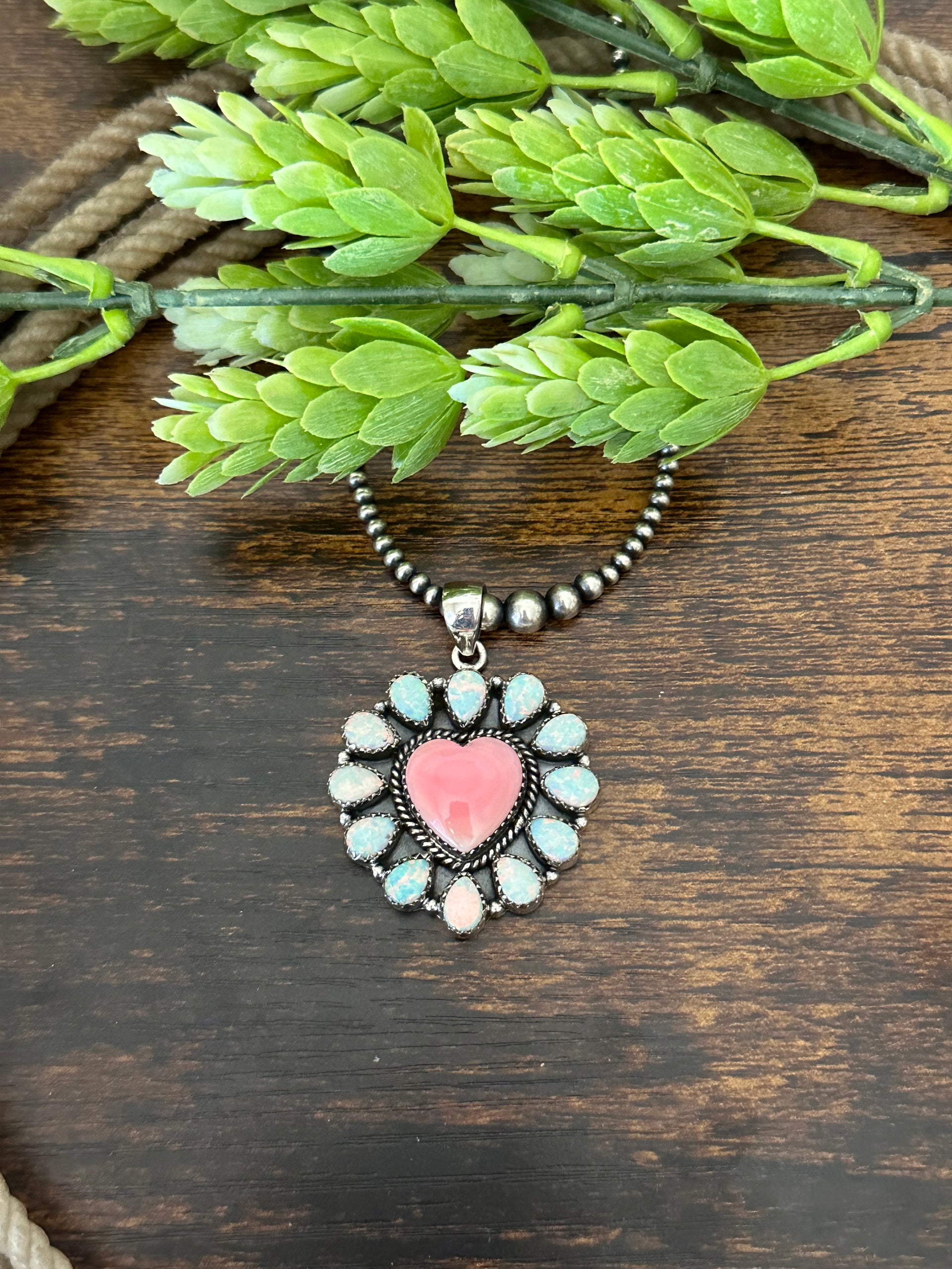 Southwest Handmade Multi Stone & Sterling Silver Cluster Heart Pendant