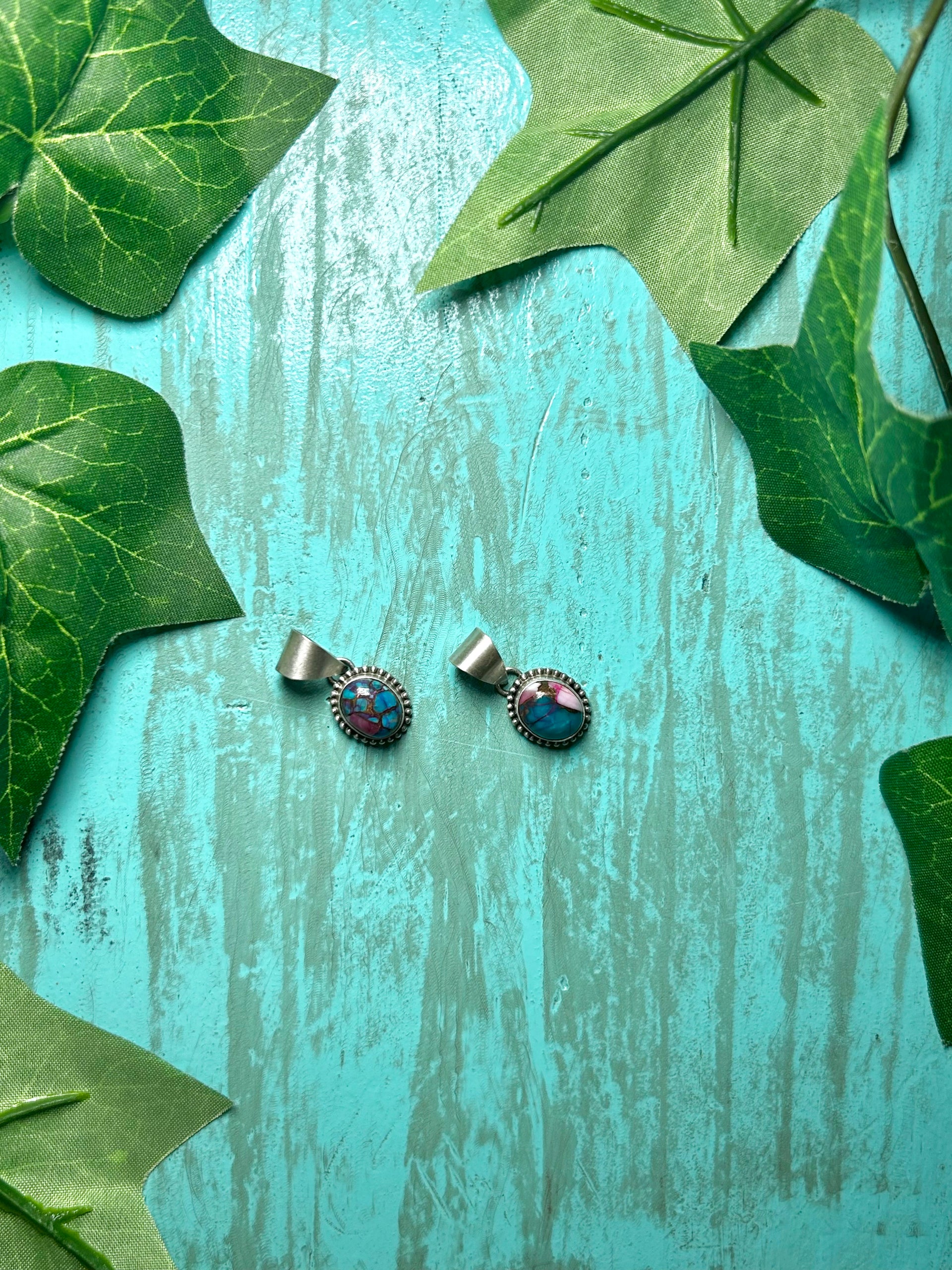 Navajo Made Mohave Turquoise & Sterling Silver Pendant