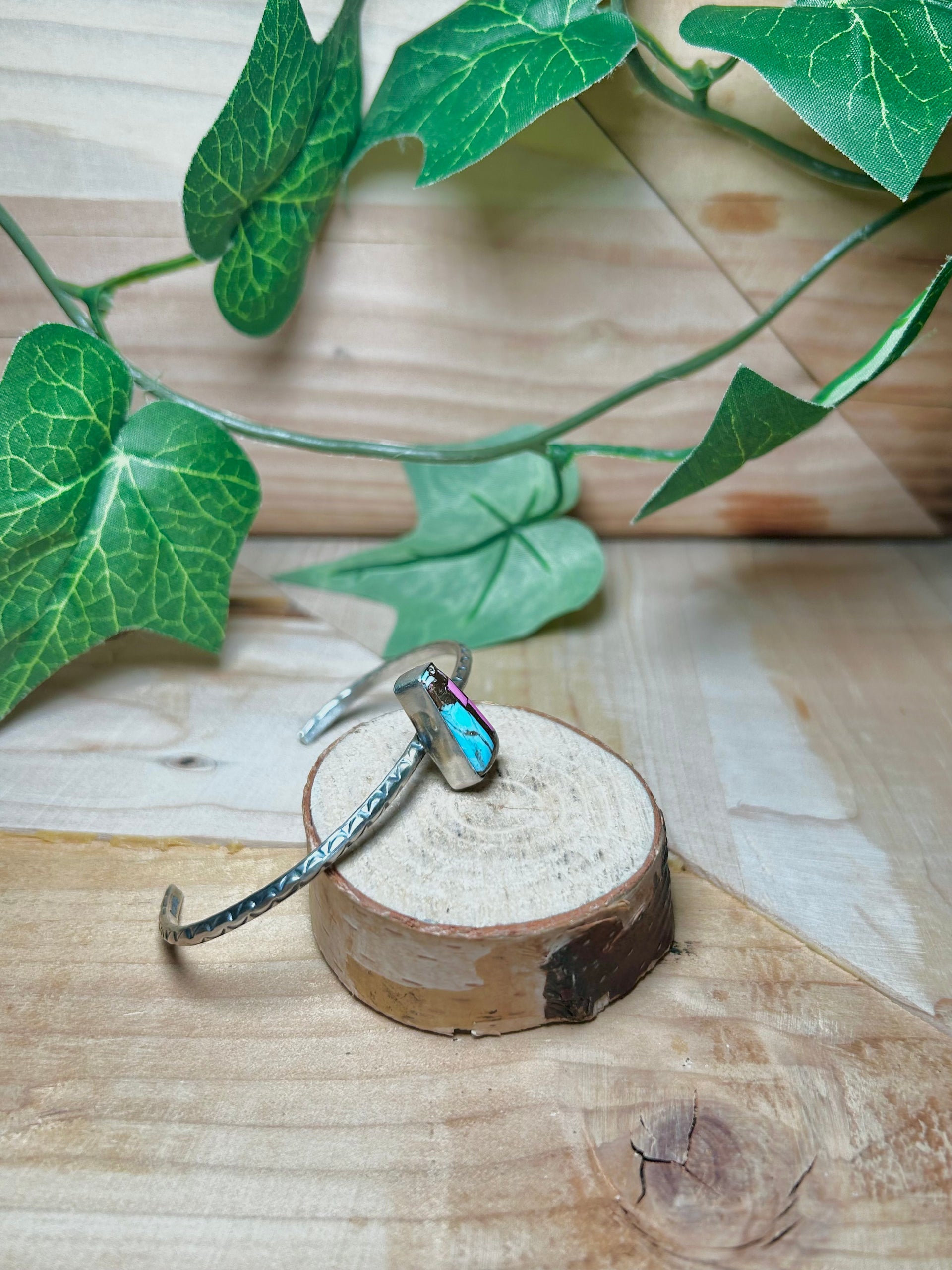 Navajo Made Cotton Candy Turquoise & Sterling Silver Cuff Bracelet