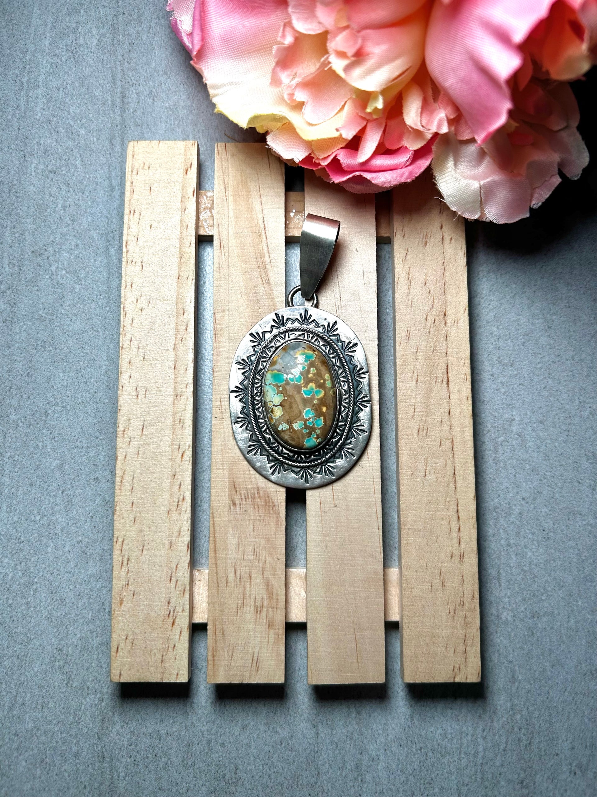 Navajo Made Royston Turquoise & Sterling Silver Pendant