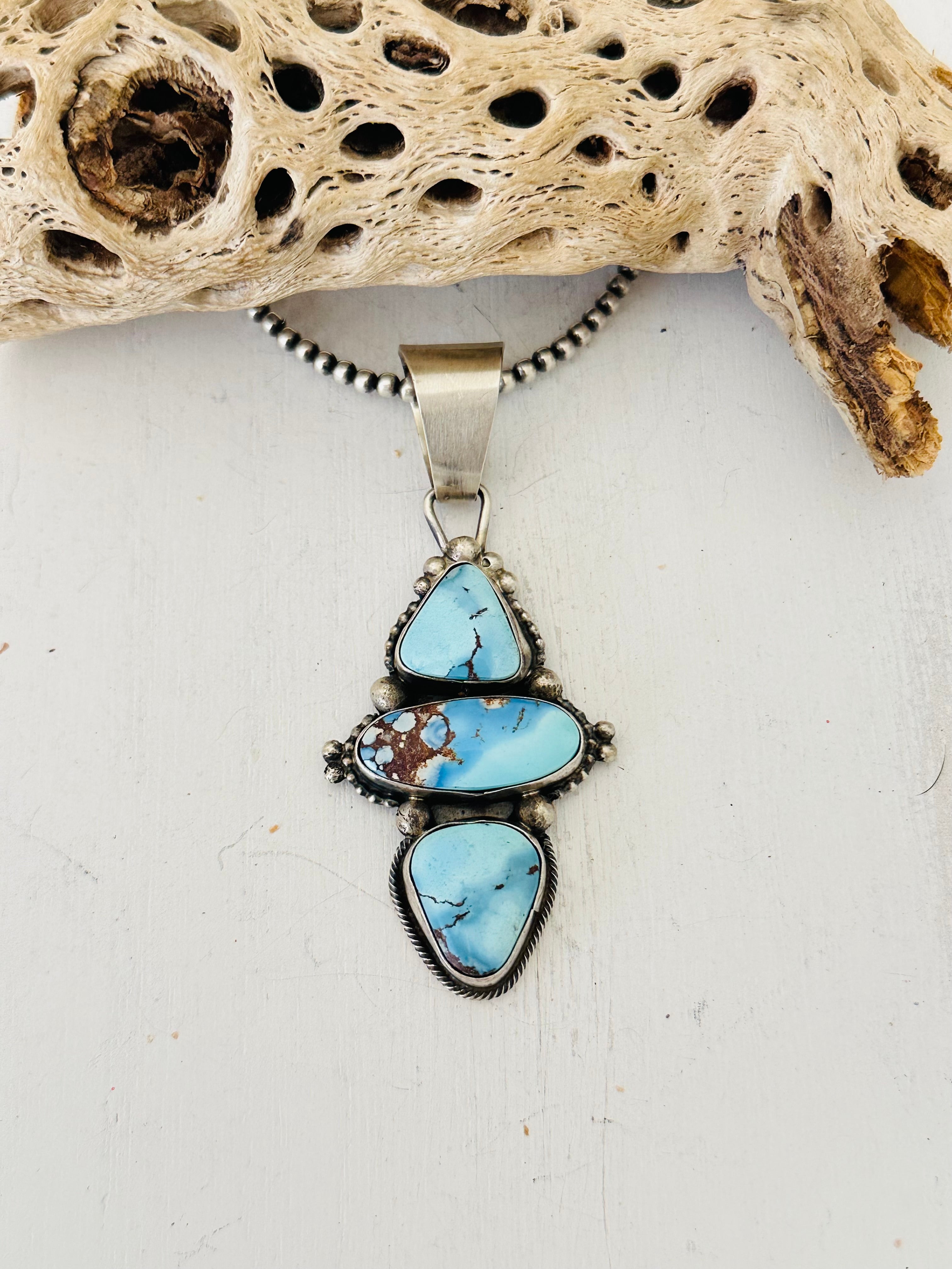 Shelia Becenti Golden Hills Turquoise & Sterling Silver Pendant