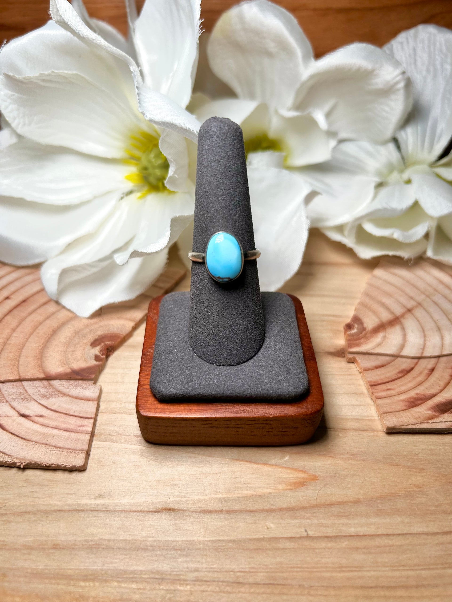 Navajo Made Golden Hill Turquoise & Sterling Silver Ring Size 8