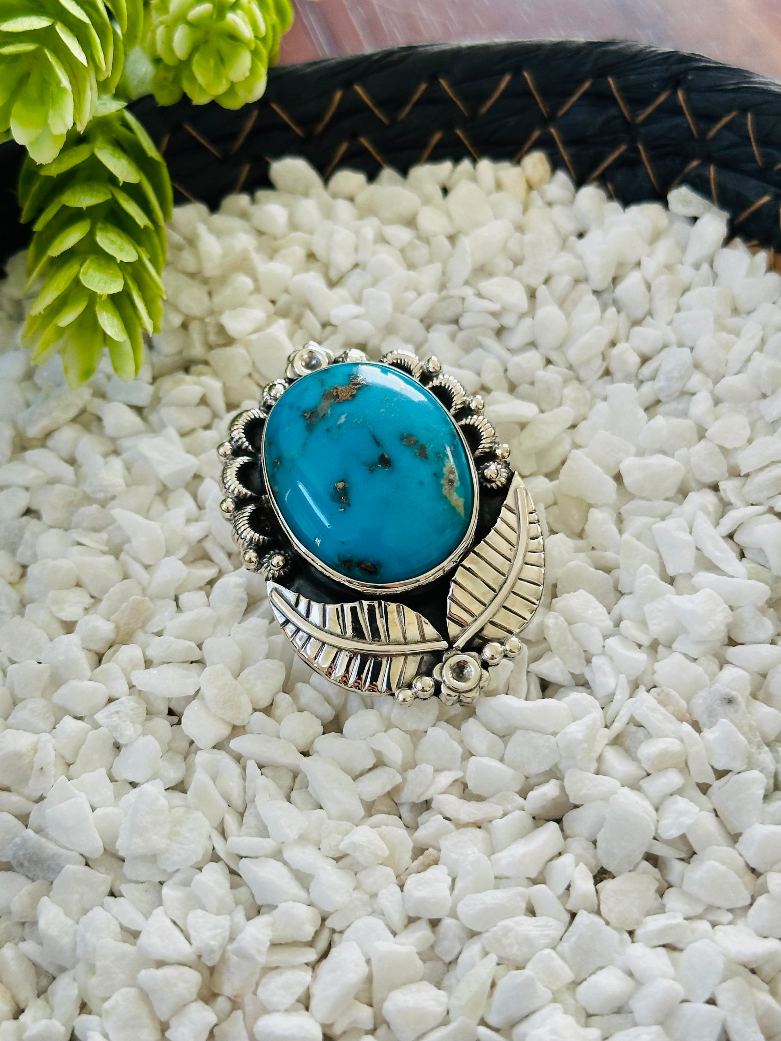 TTD “Retro” Kingman Turquoise & Sterling Silver Adjustable Ring