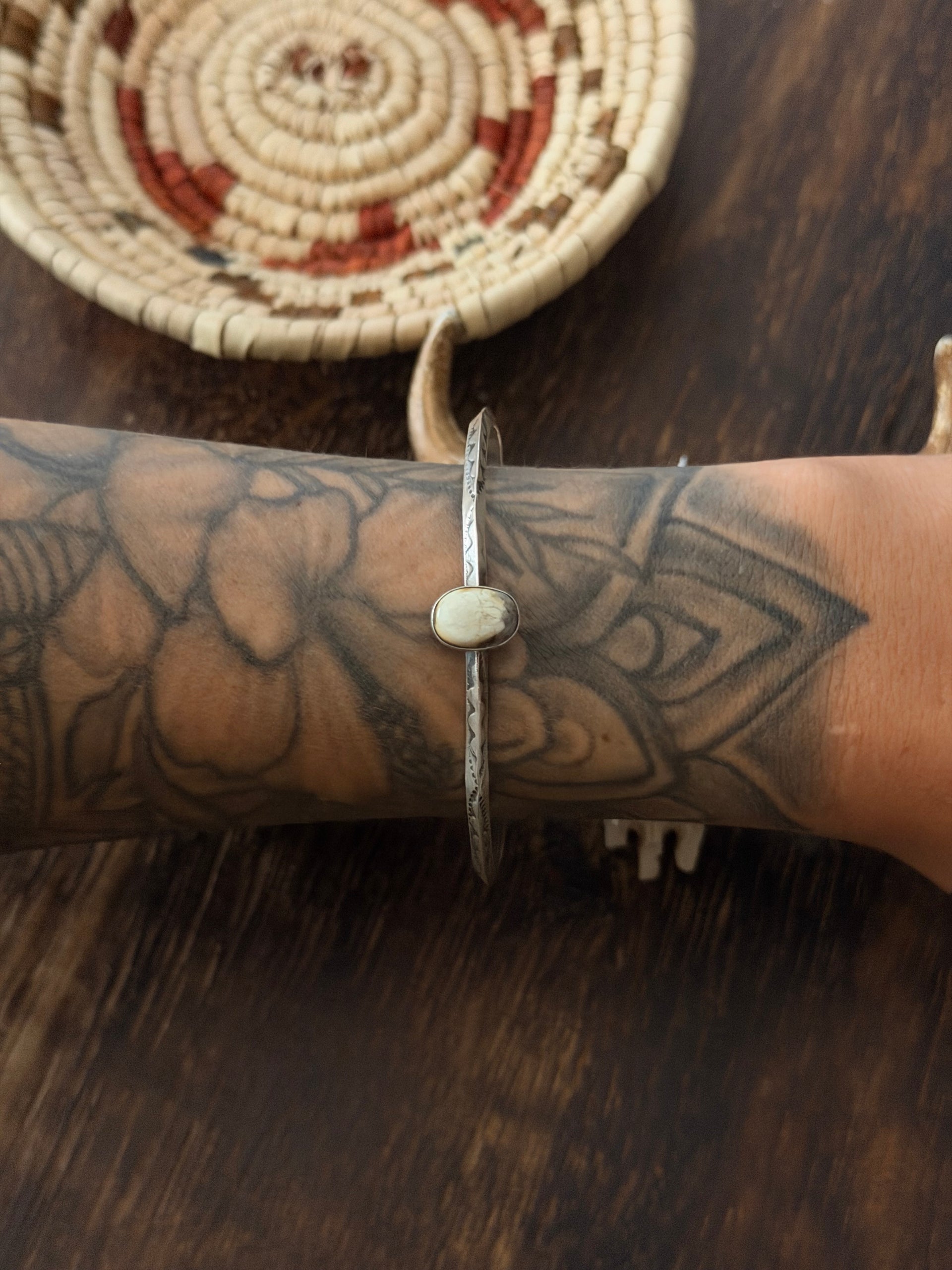 Navajo Made Palomino Variscite & Sterling Silver Cuff Bracelet