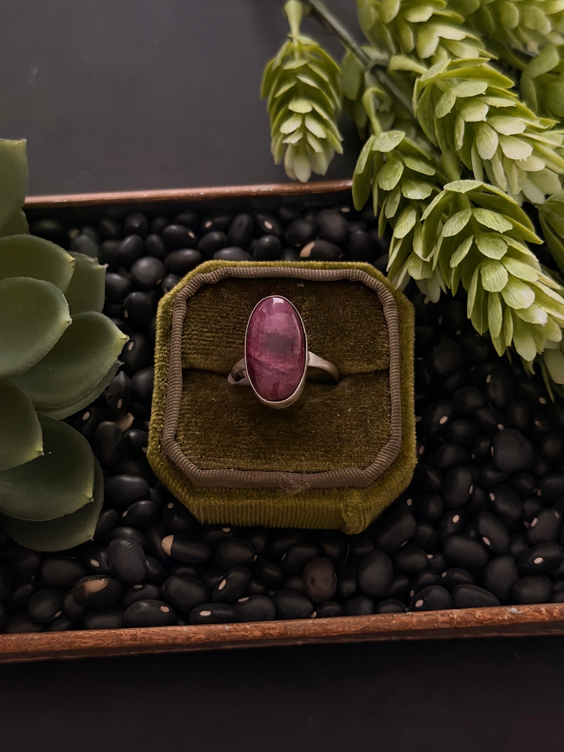 Navajo Made Purple Spiny Oyster & Sterling Silver Ring Size 8