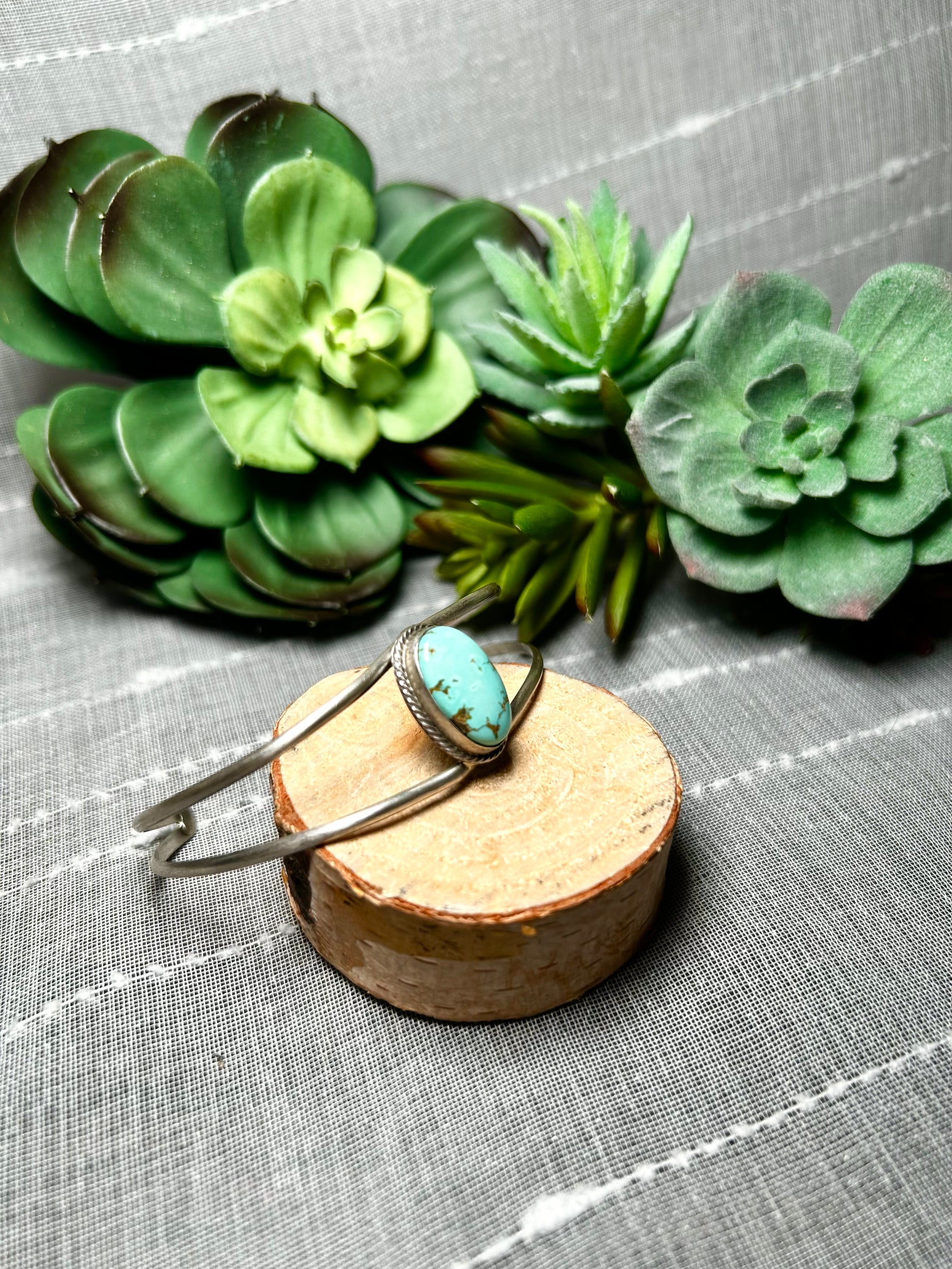 Navajo Made Sonoran Mountain Turquoise & Sterling Silver Cuff Bracelet