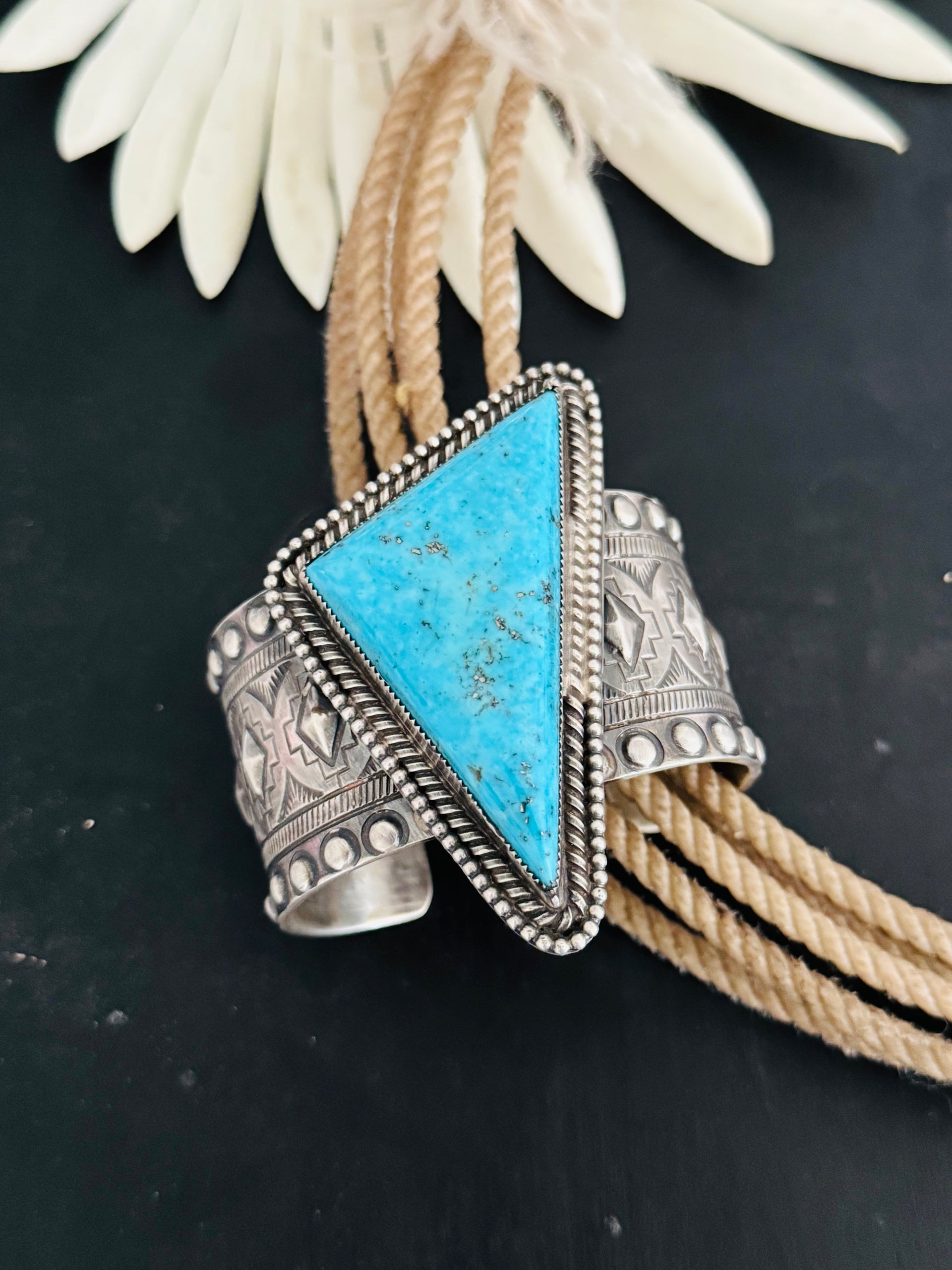Navajo Made Kingman Turquoise & Sterling Silver Cuff Bracelet