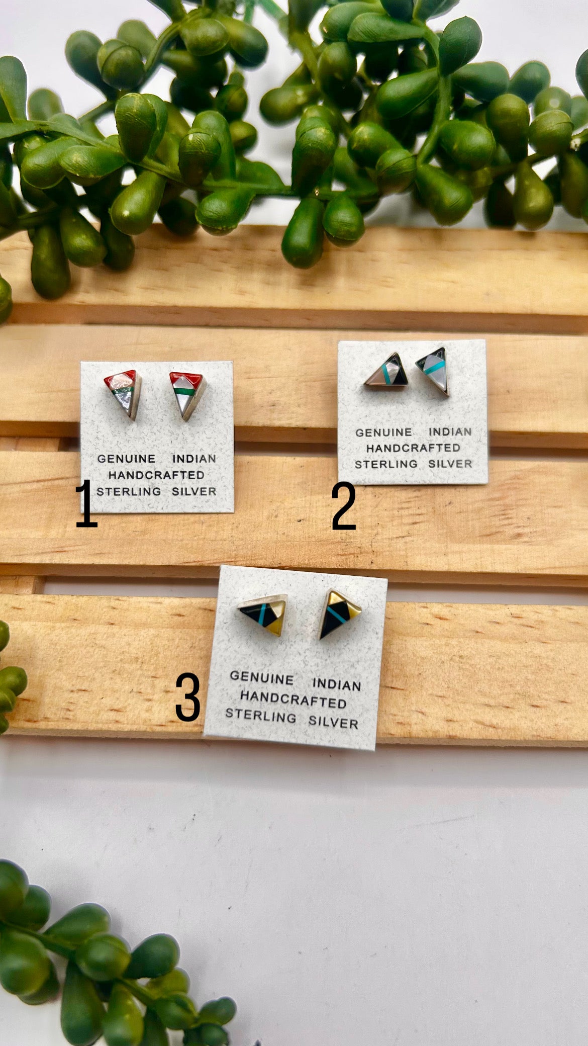 Zuni Made Multi Stone & Sterling Silver Post Earrings