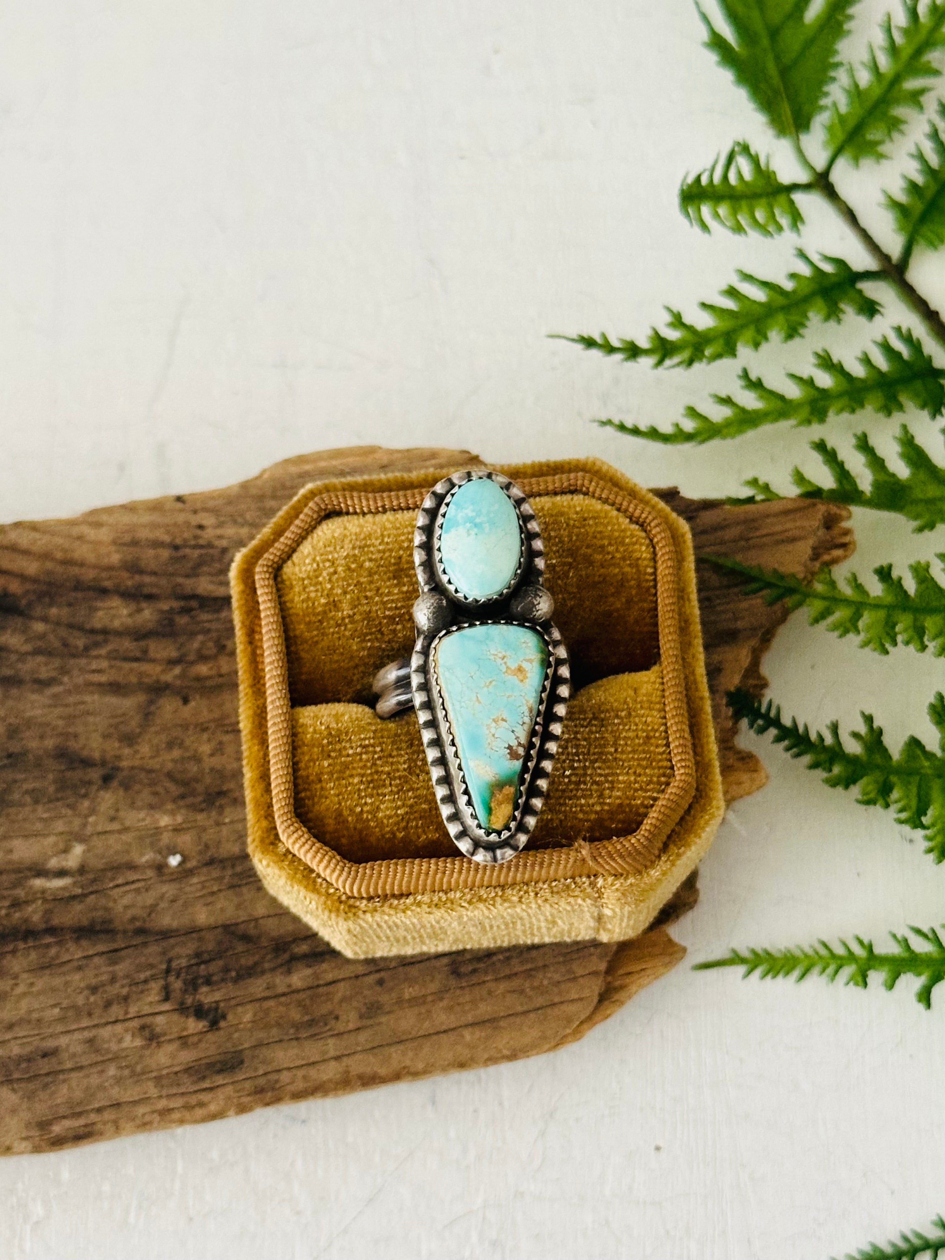 Tia Long Royston Turquoise & Sterling Silver Adjustable Ring