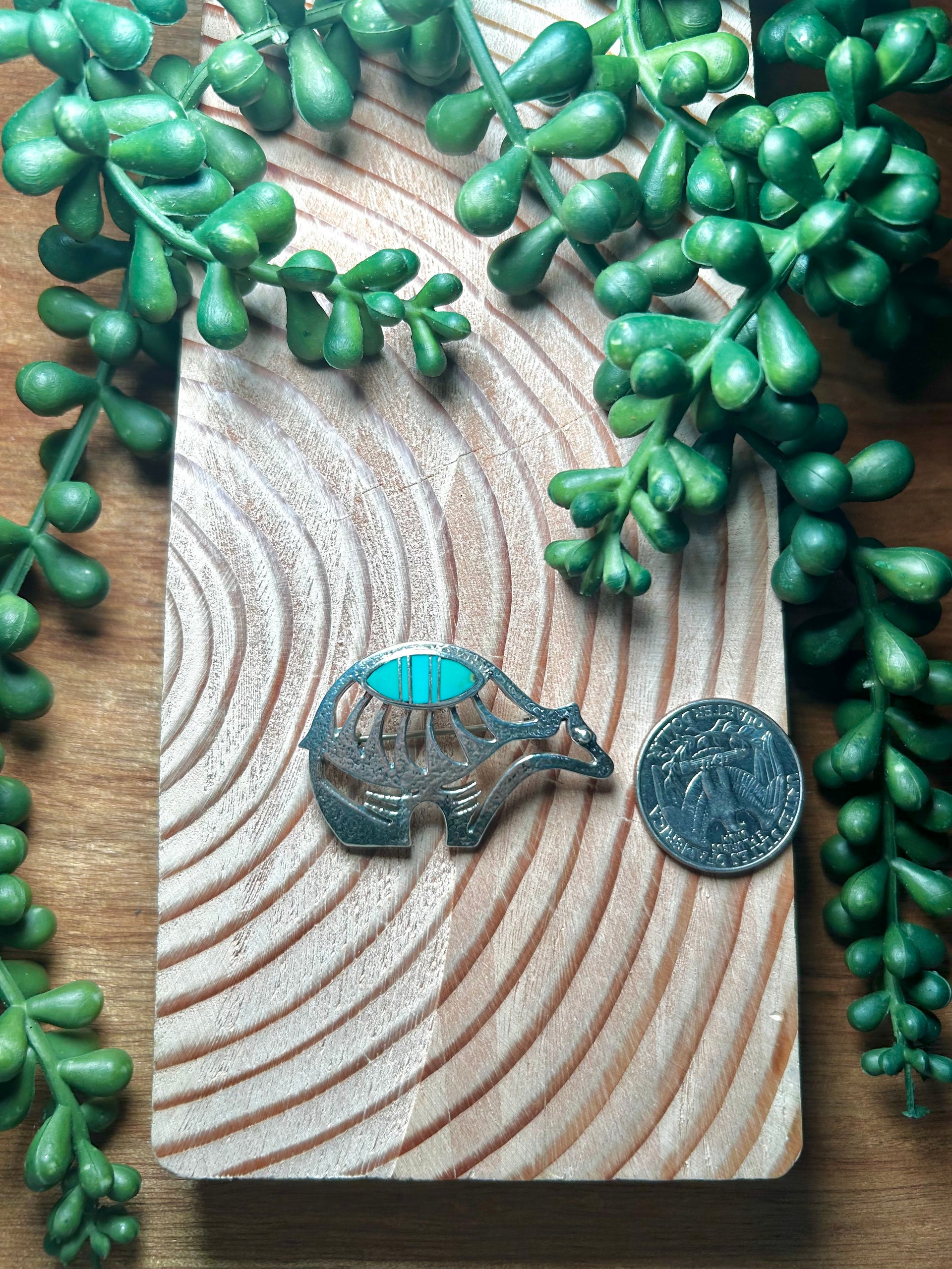 Navajo Made Kingman Turquoise & Sterling Silver Pendant/Pin