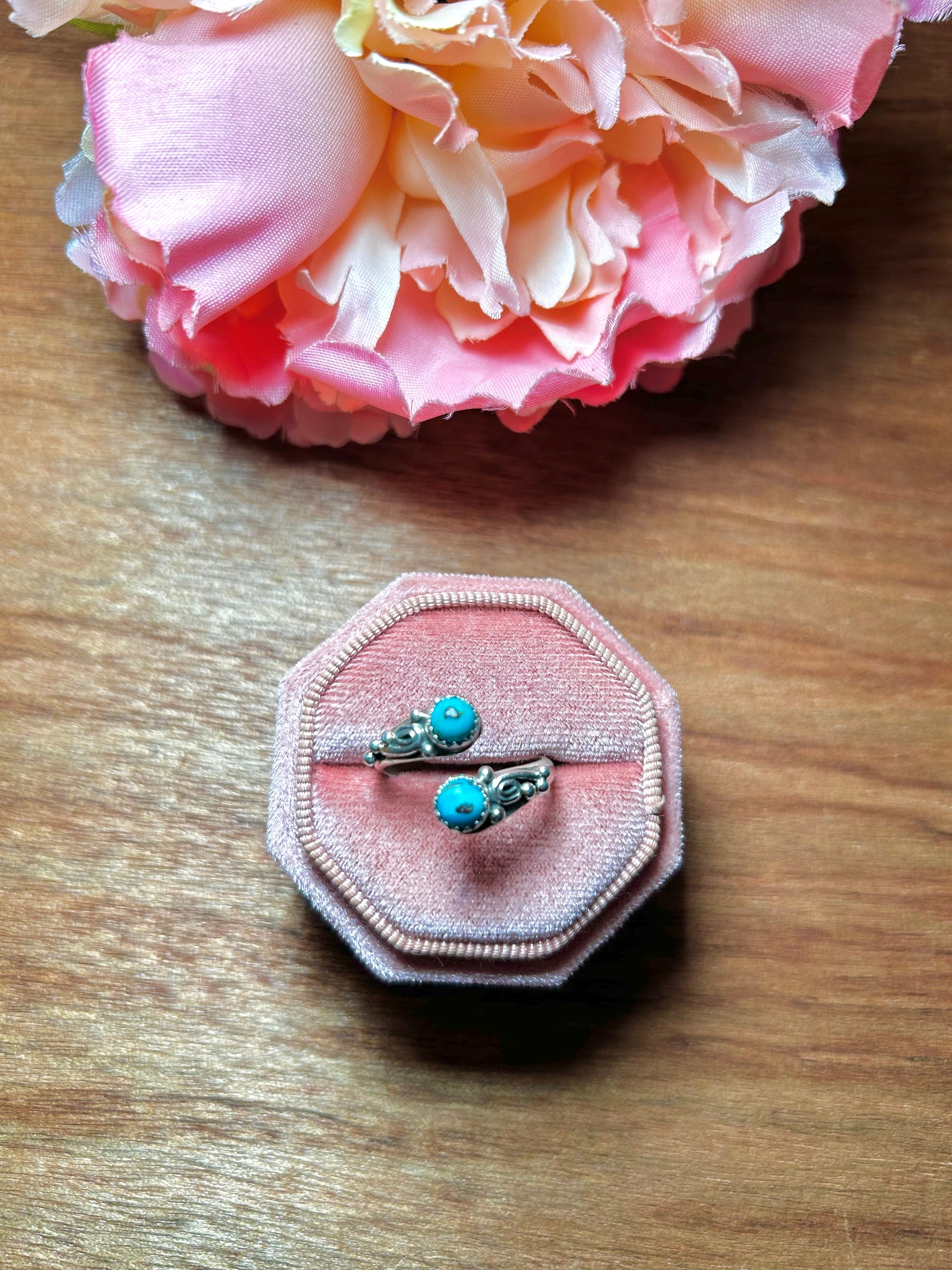 Navajo Made Kingman Turquoise & Sterling Silver Adjustable Ring