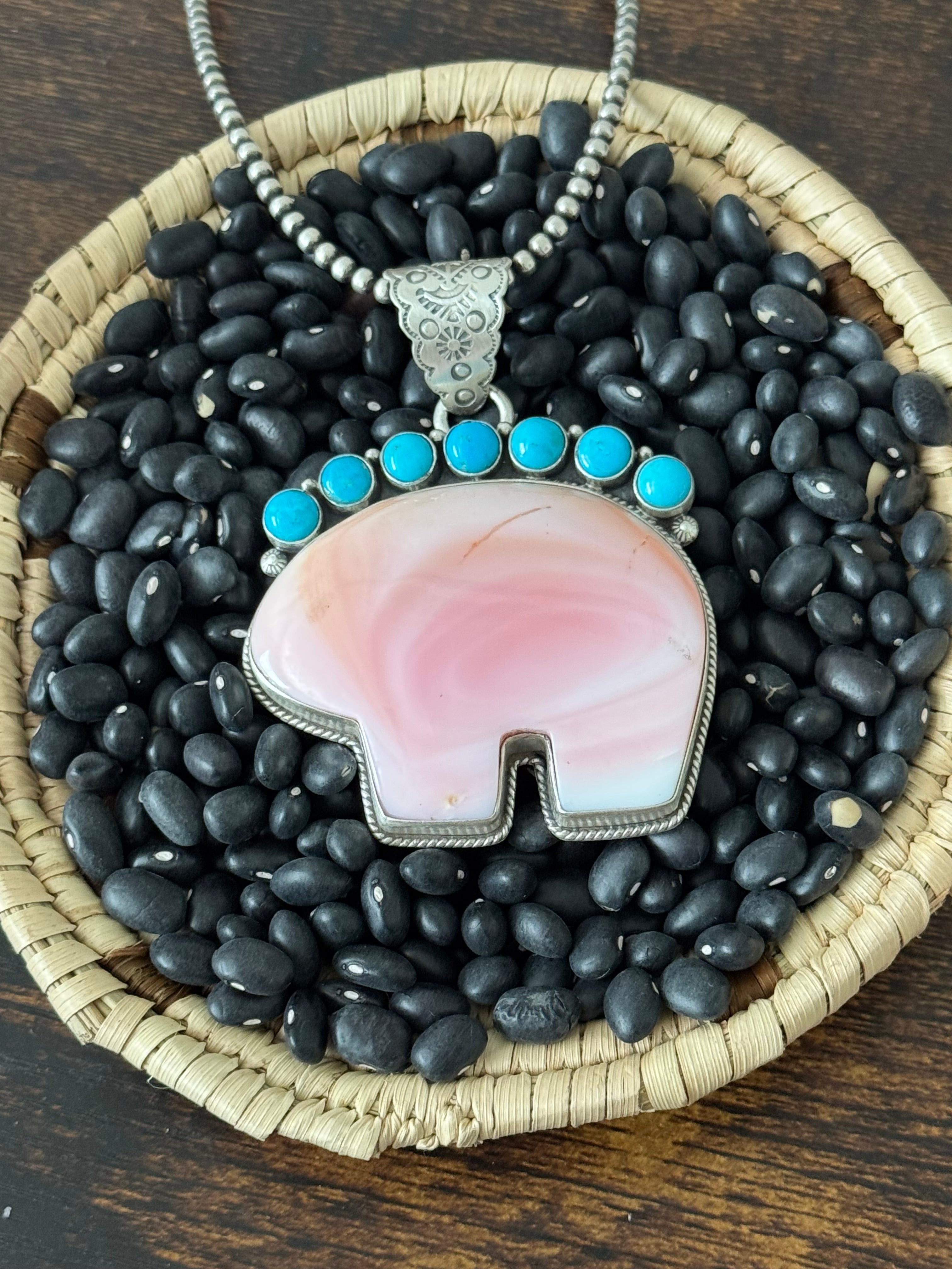 Navajo Made Multi Stone & Sterling Silver Pendant