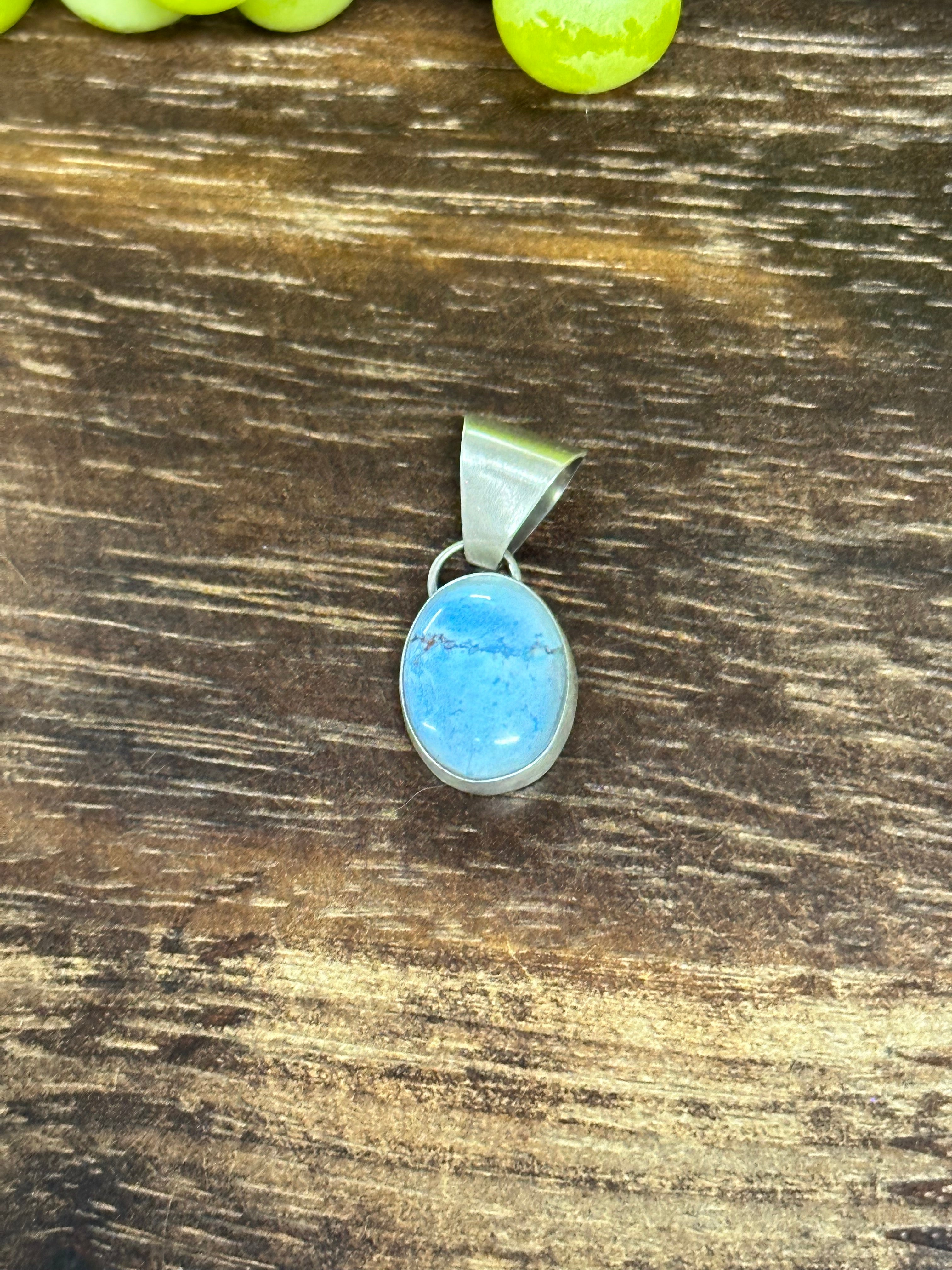 Navajo Made Golden Hills Turquoise & Sterling Silver Pendant