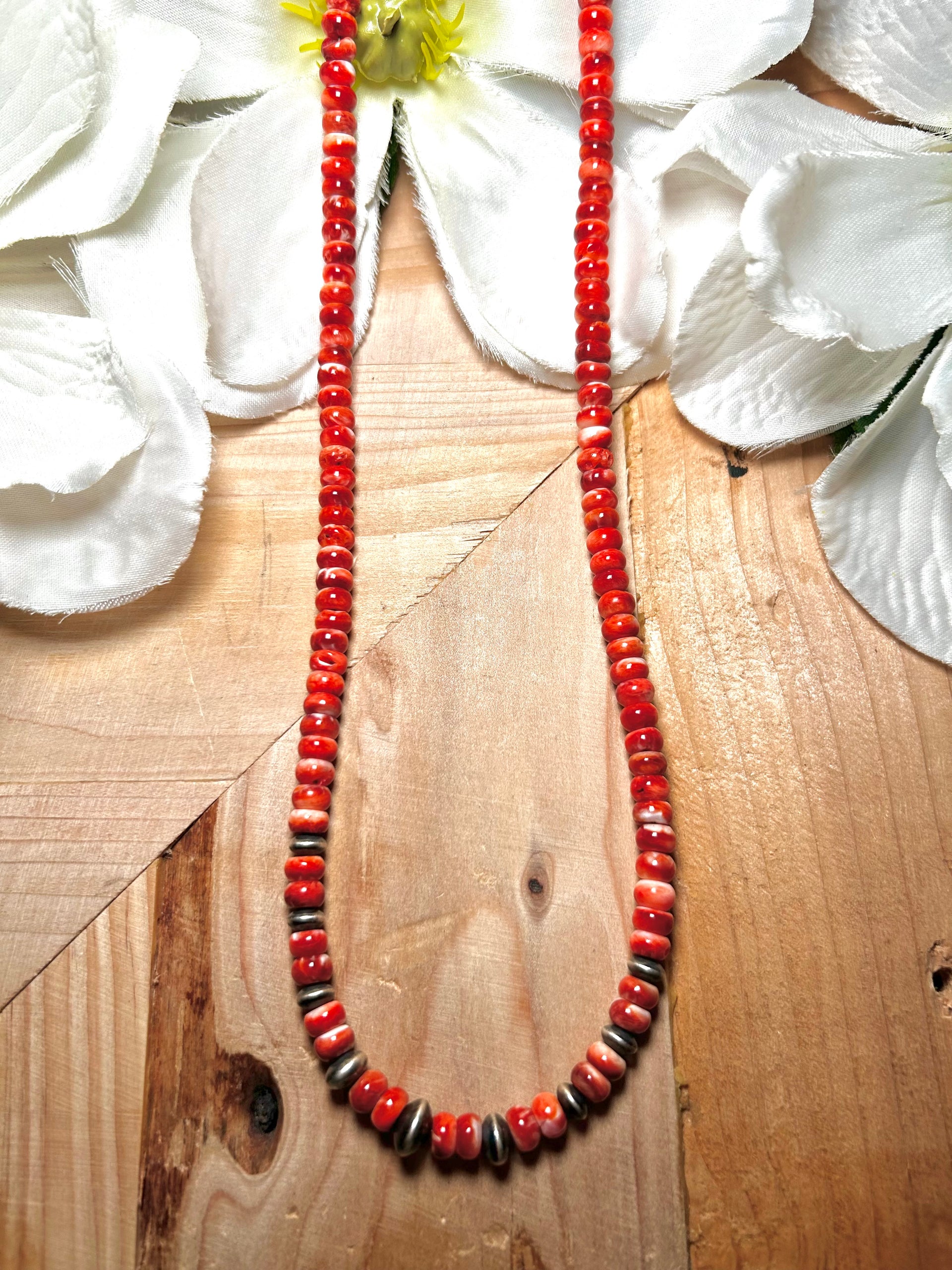 Mary Salazar Spiny Oyster & Sterling Silver Necklace