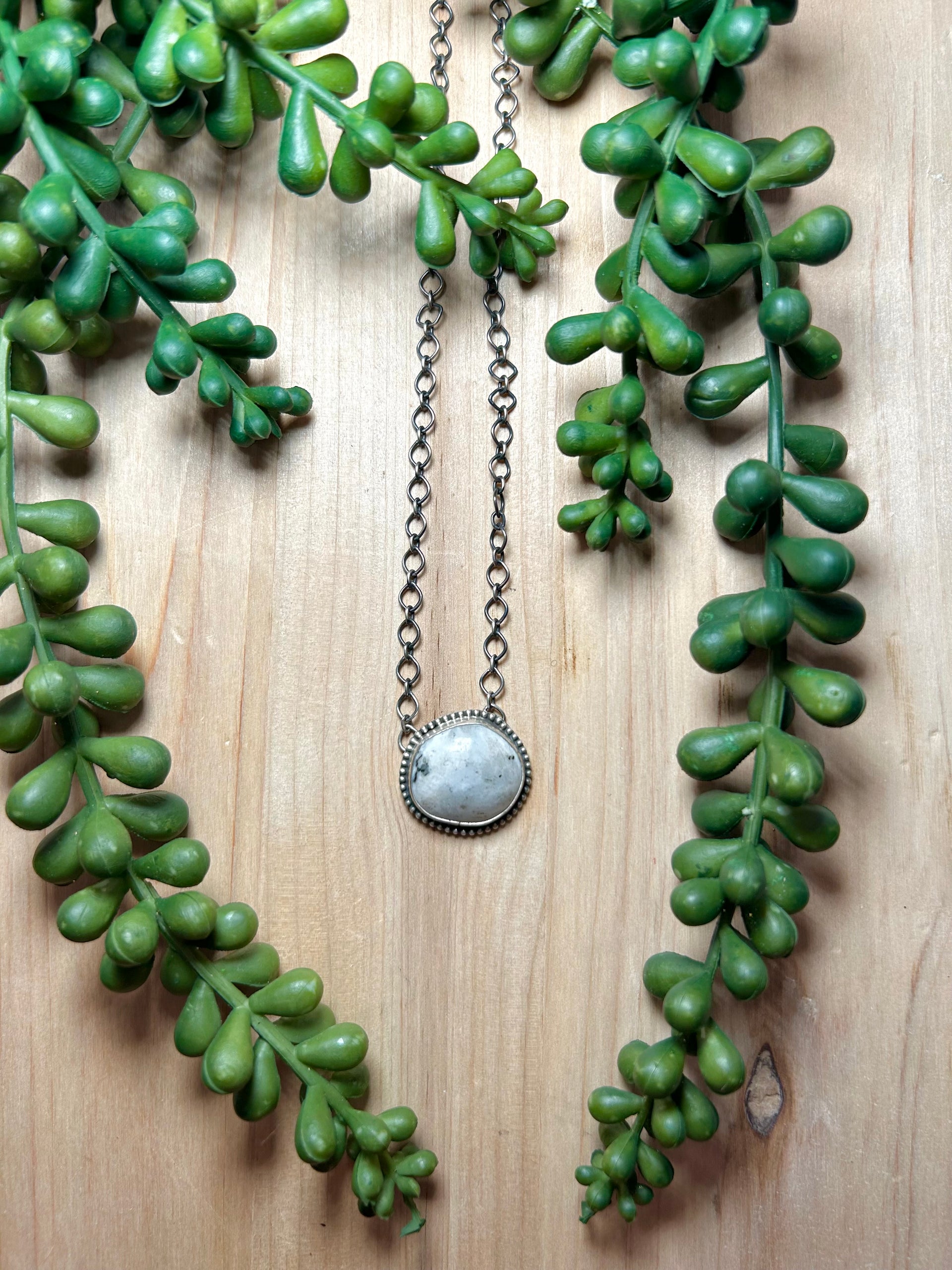 Navajo Made White Buffalo & Sterling Silver Necklace