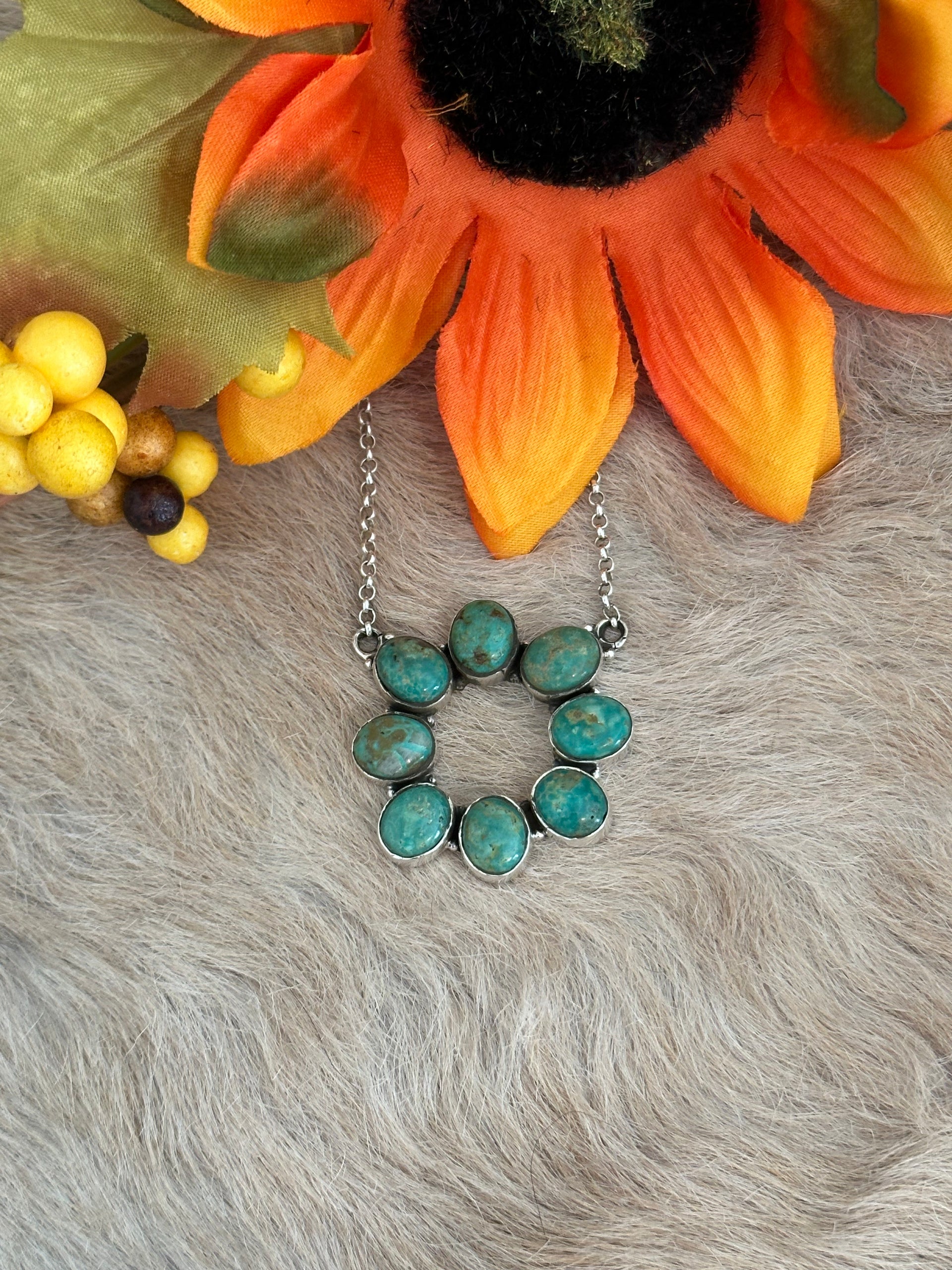 Southwest Made Kingman Turquoise & Sterling Silver Necklace
