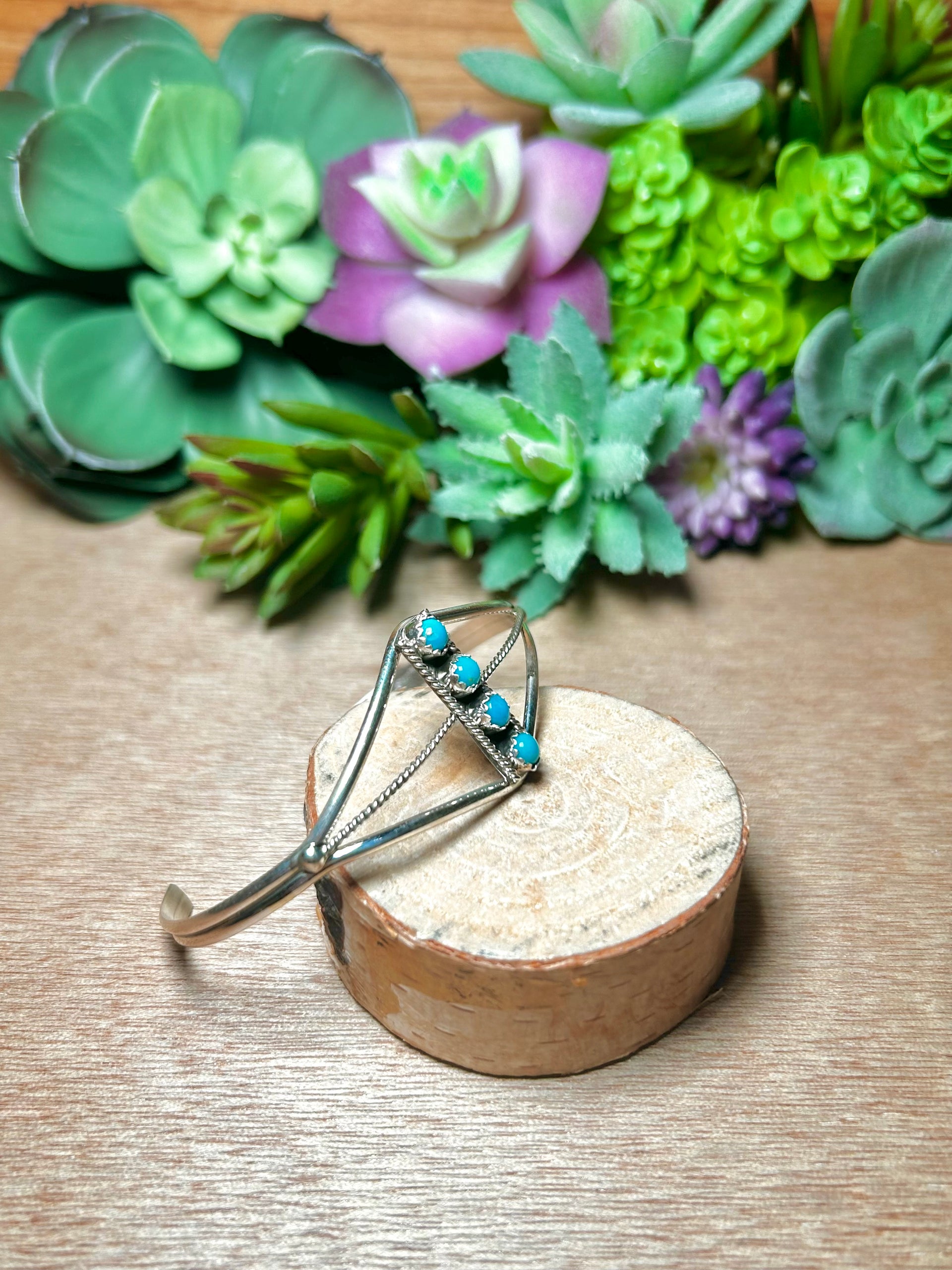 Navajo Made Kingman Turquoise & Sterling Silver Cuff Bracelet