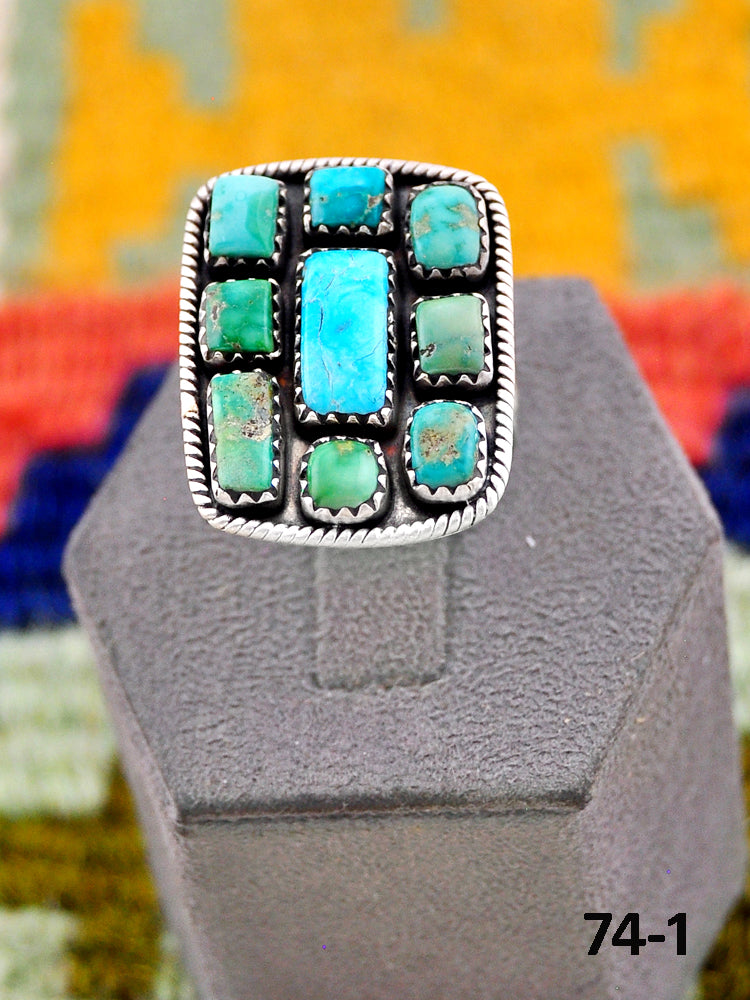 Southwest Handmade Santa Maria Turquoise & Sterling Silver Adjustable Ring