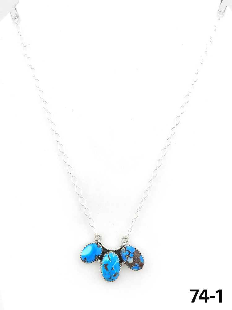 Southwest Made Golden Hill’s Turquoise & Sterling Silver Necklace 74-1