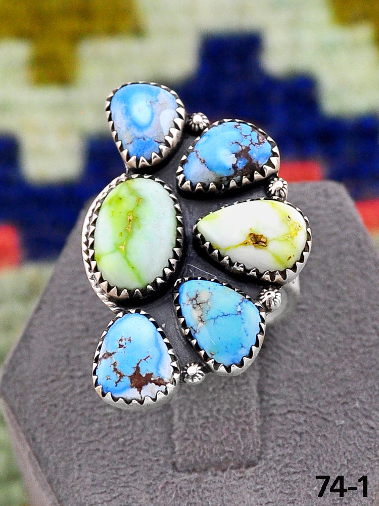 Southwest Handmade Palomino with Golden Hills & Sterling Silver Adjustable Ring