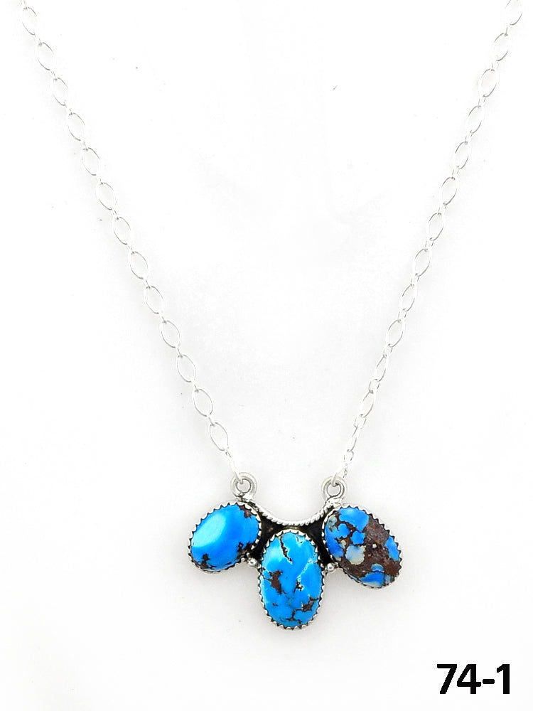 Southwest Made Golden Hill’s Turquoise & Sterling Silver Necklace 74-1