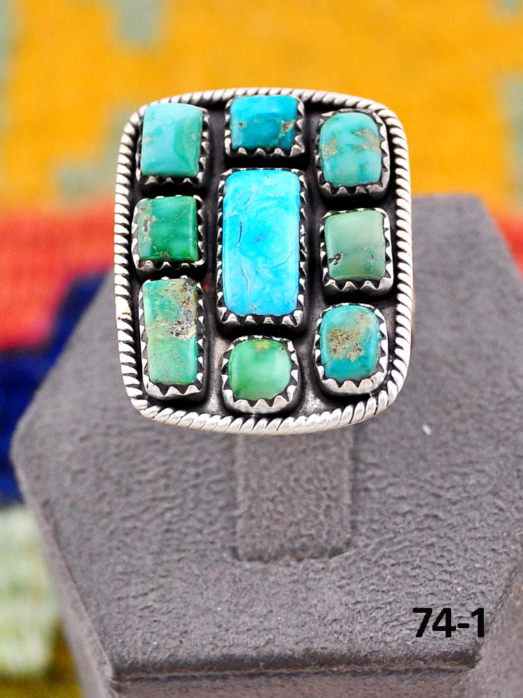Southwest Handmade Santa Maria Turquoise & Sterling Silver Adjustable Ring