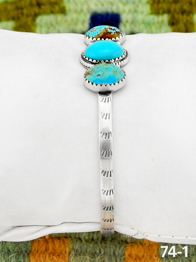 Southwest Handmade #8 Turquoise & Sterling Silver Cuff Bracelet