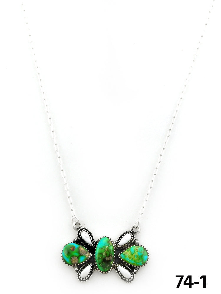 Southwest Made Sonoran Turquoise with White Buffalo & Sterling Silver Necklace