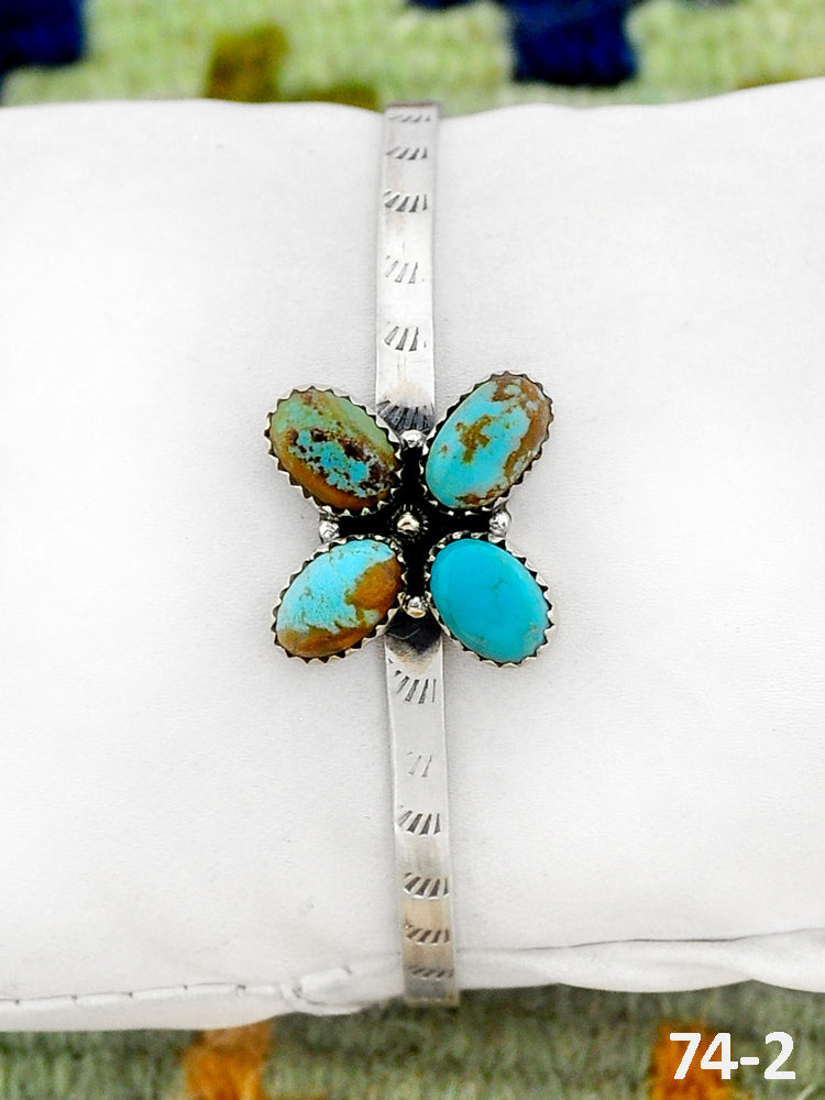 Southwest Handmade #8 Turquoise & Sterling Silver Cuff Bracelet