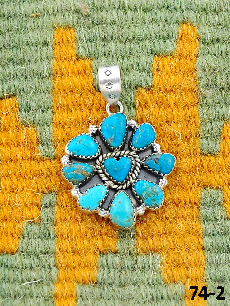 Southwest Made Ithaca Peak Turquoise & Sterling Silver Pendant