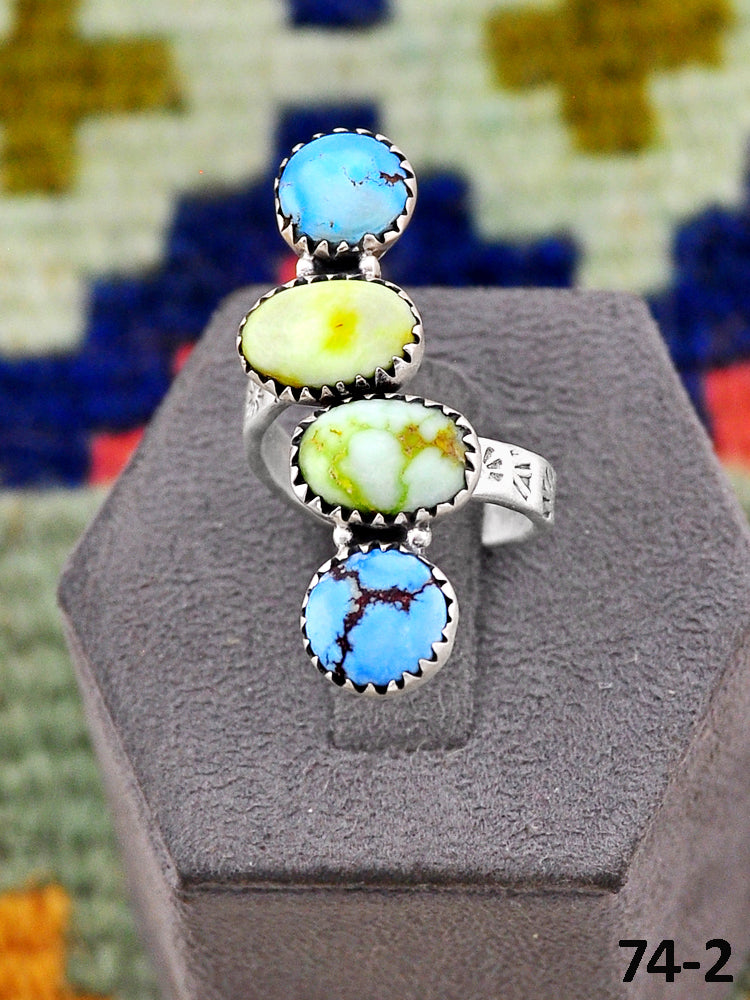 Southwest Handmade Palomino with Golden Hills & Sterling Silver Adjustable Ring