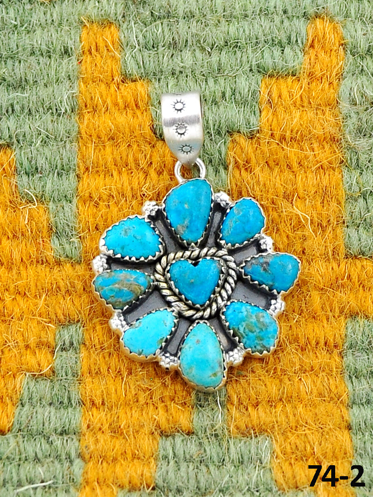 Southwest Made Ithaca Peak Turquoise & Sterling Silver Pendant