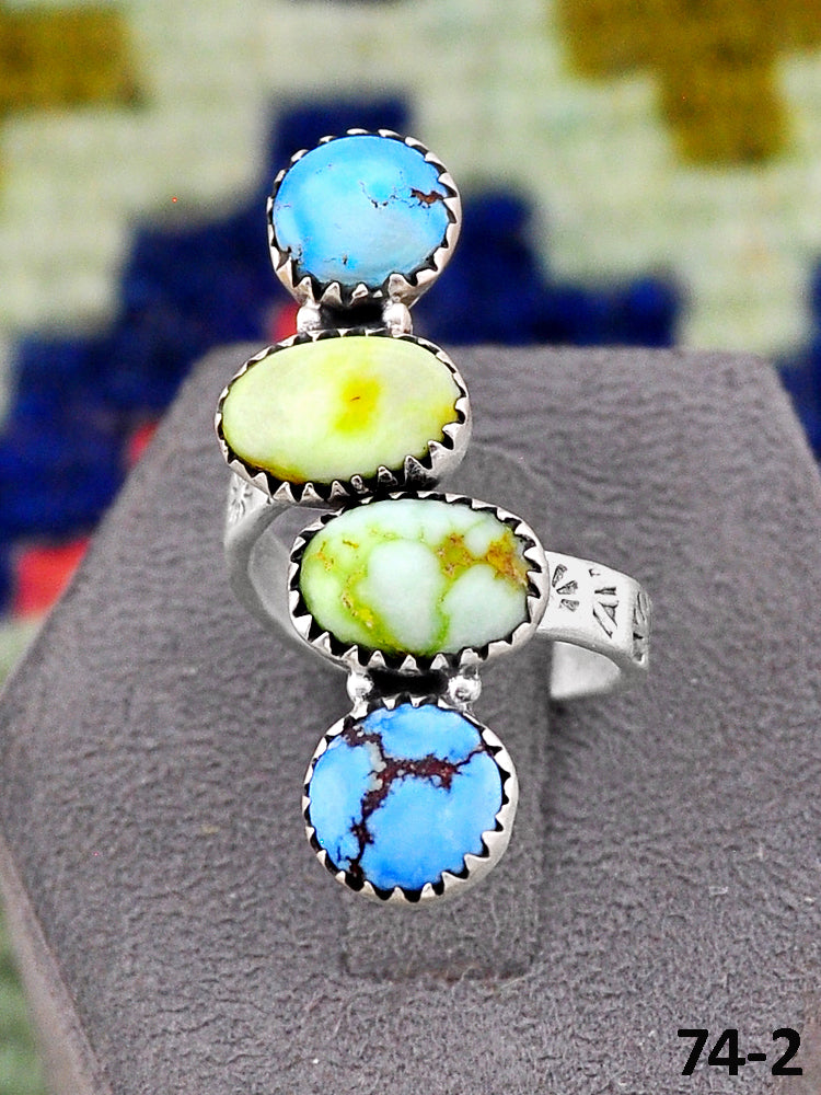 Southwest Handmade Palomino with Golden Hills & Sterling Silver Adjustable Ring