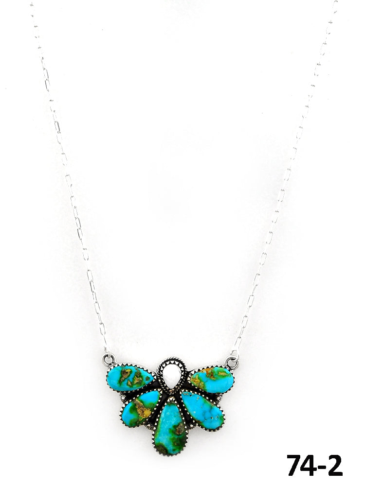 Southwest Made Sonoran Turquoise with White Buffalo & Sterling Silver Necklace
