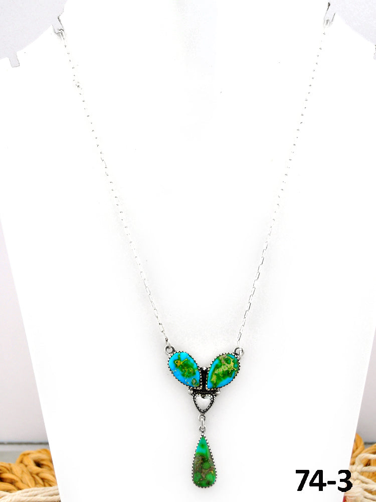 Southwest Made Sonoran Turquoise with White Buffalo & Sterling Silver Necklace