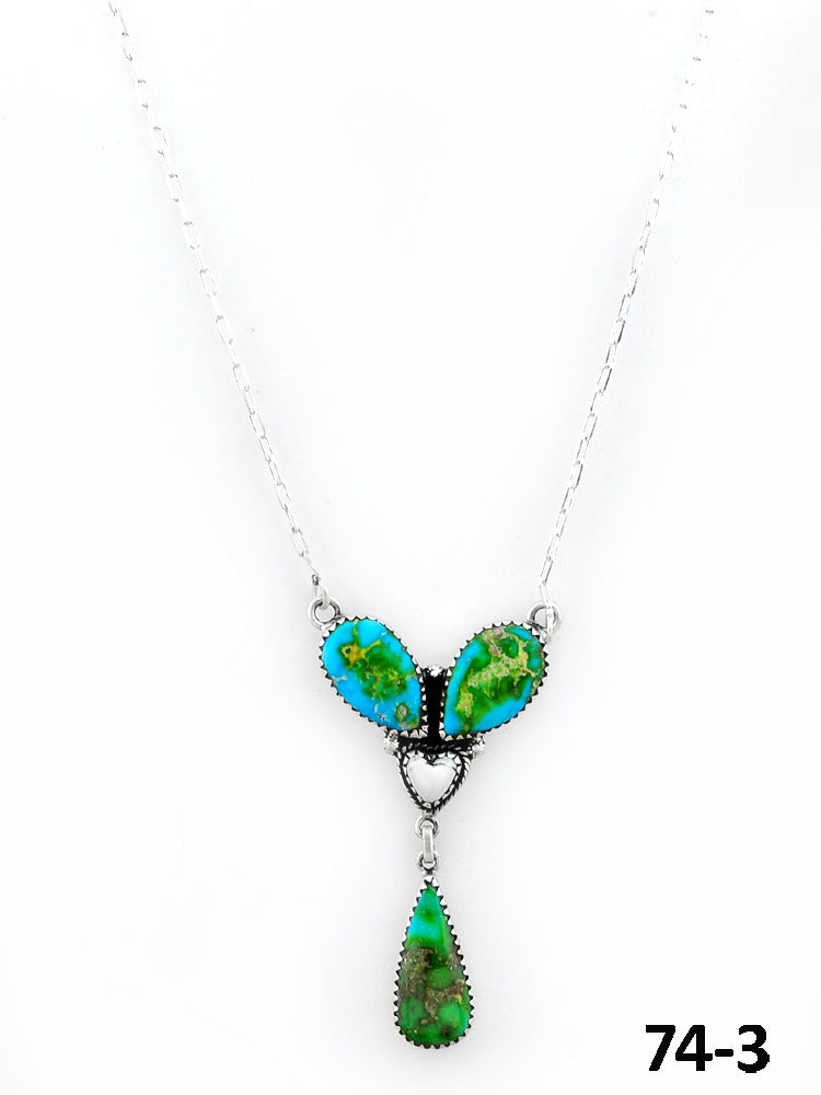 Southwest Made Sonoran Turquoise with White Buffalo & Sterling Silver Necklace
